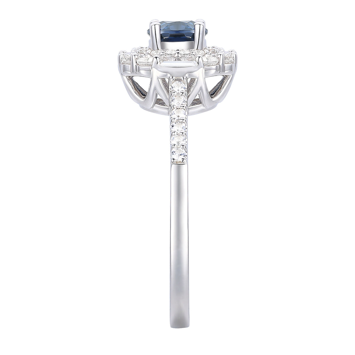 Blue Sapphire and Diamond Ring in 10K White Gold (1/2 ct. tw.)