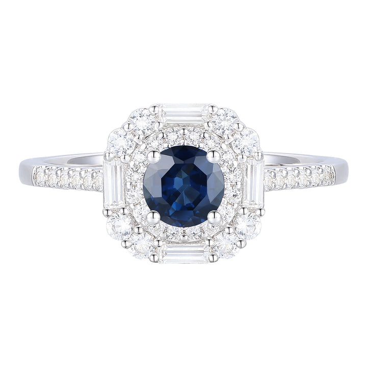 Blue Sapphire and Diamond Ring in 10K White Gold (1/2 ct. tw.)