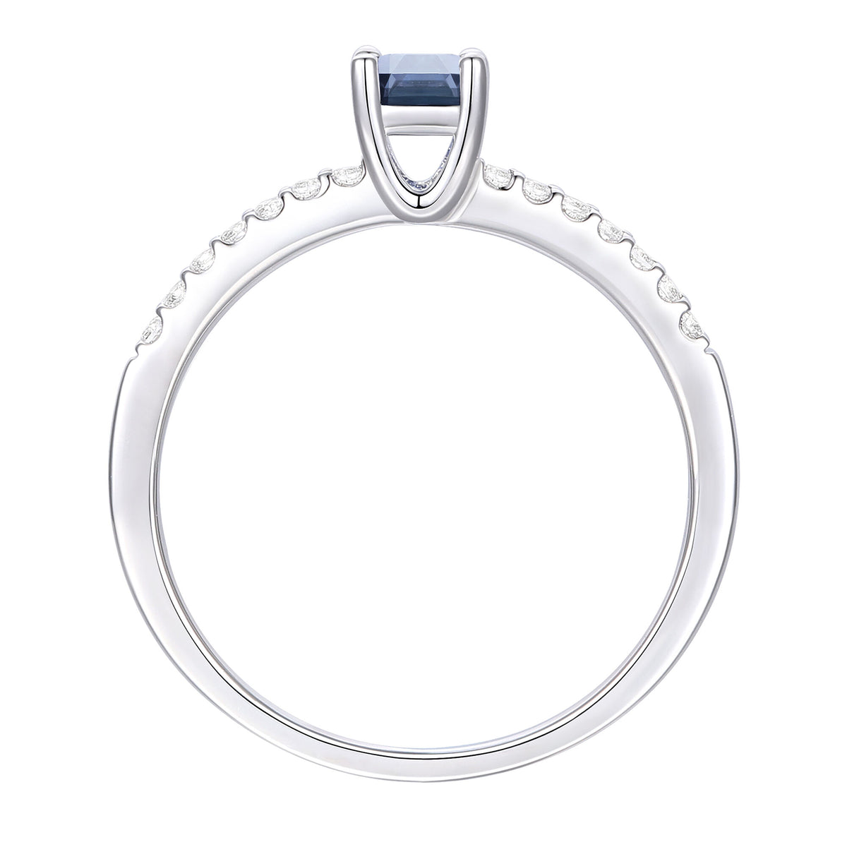 Blue Sapphire and Diamond Bypass Ring in 10K White Gold (1/7 ct. tw.)