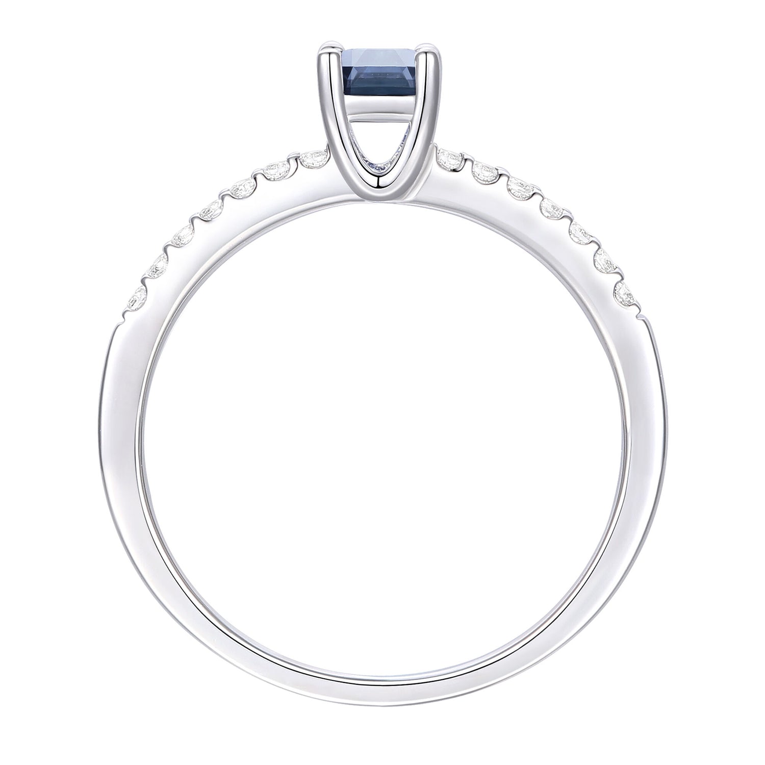 Blue Sapphire and Diamond Bypass Ring in 10K White Gold (1/7 ct. tw.)