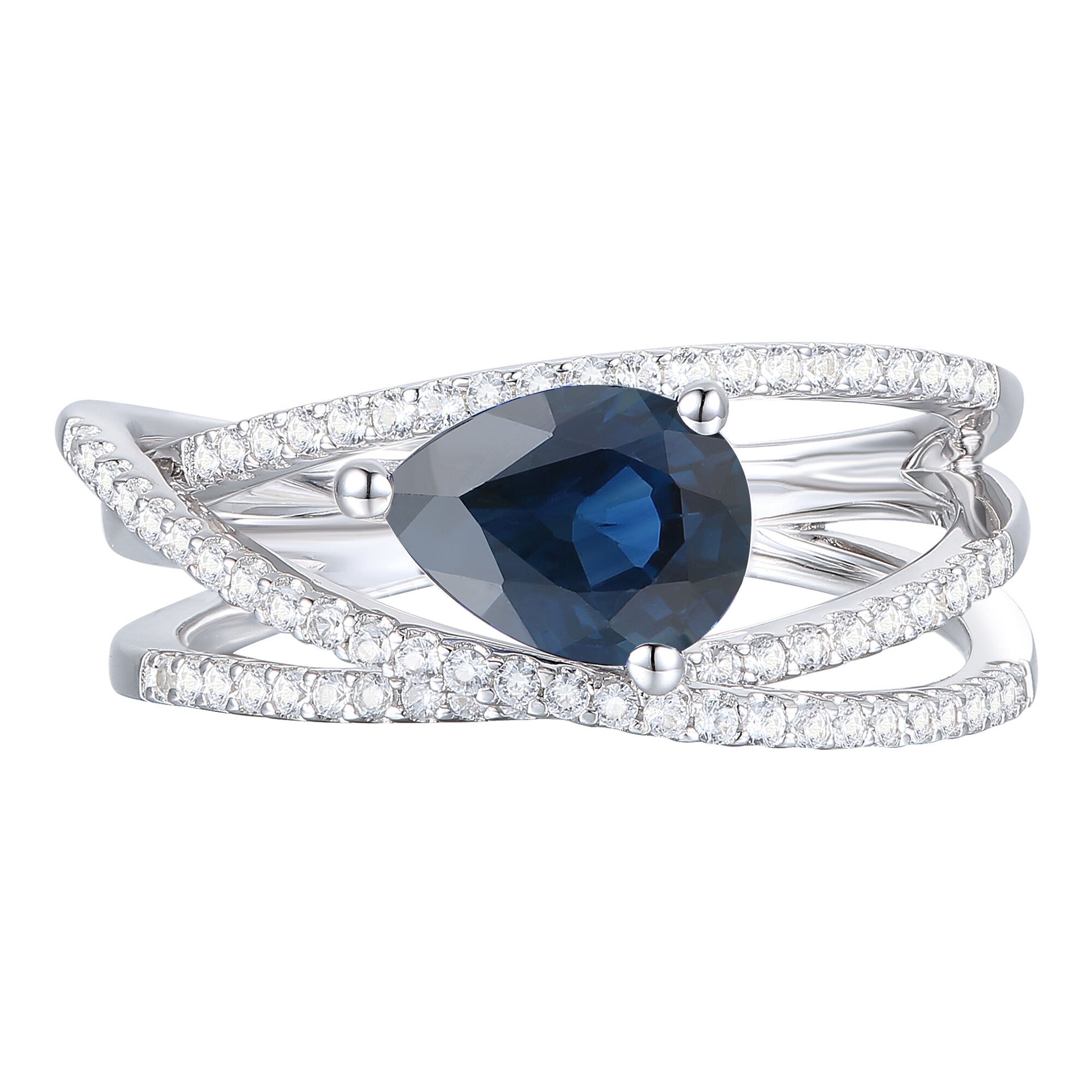 Blue Sapphire and Diamond Ring in 10K White Gold (1/3 ct. tw.)