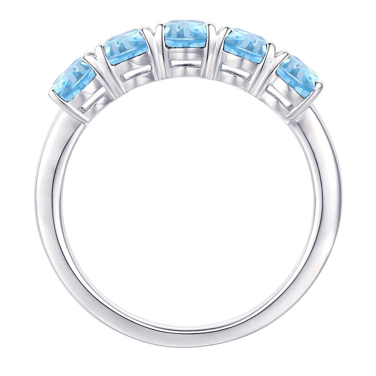 Blue Topaz Oval-Shaped Five-Stone Ring in 10K White Gold