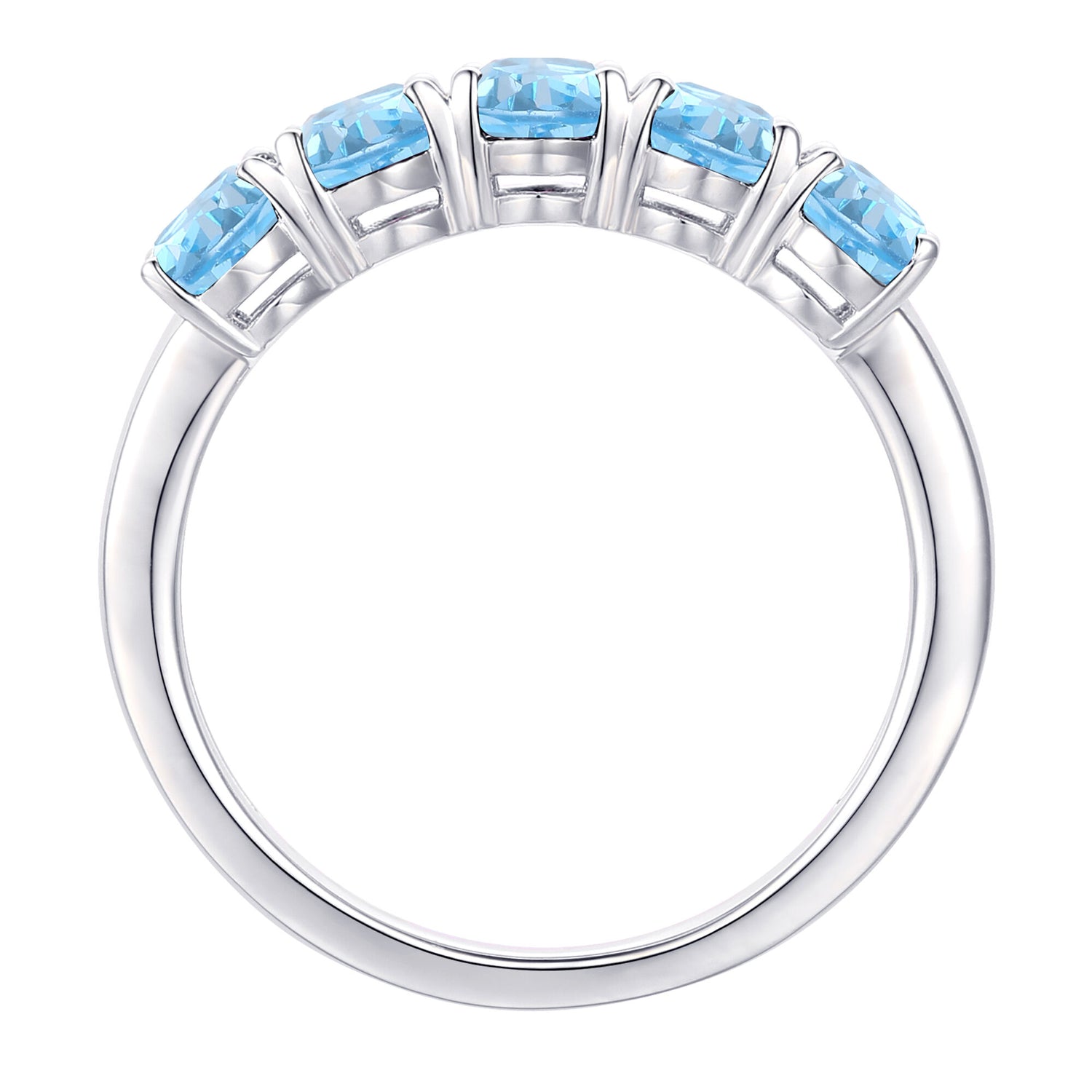Blue Topaz Oval-Shaped Five-Stone Ring in 10K White Gold