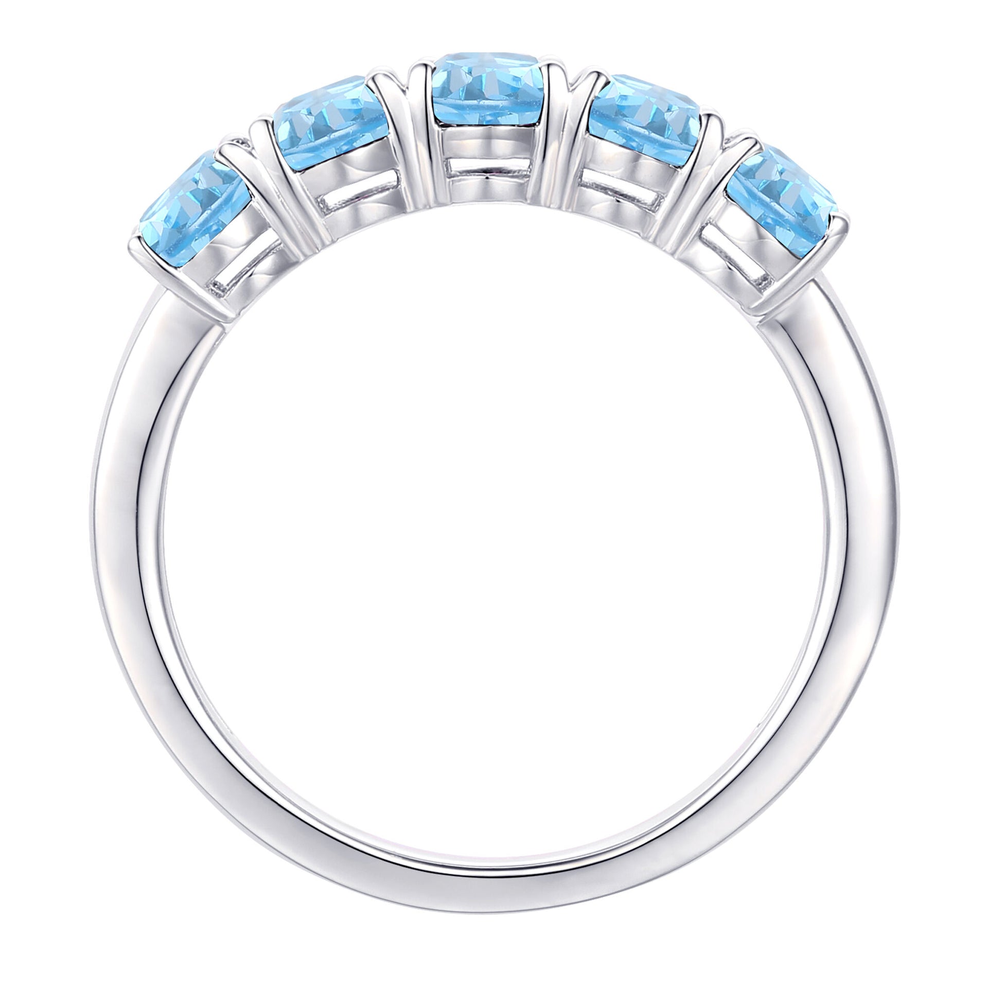 Blue Topaz Oval-Shaped Five-Stone Ring in 10K White Gold
