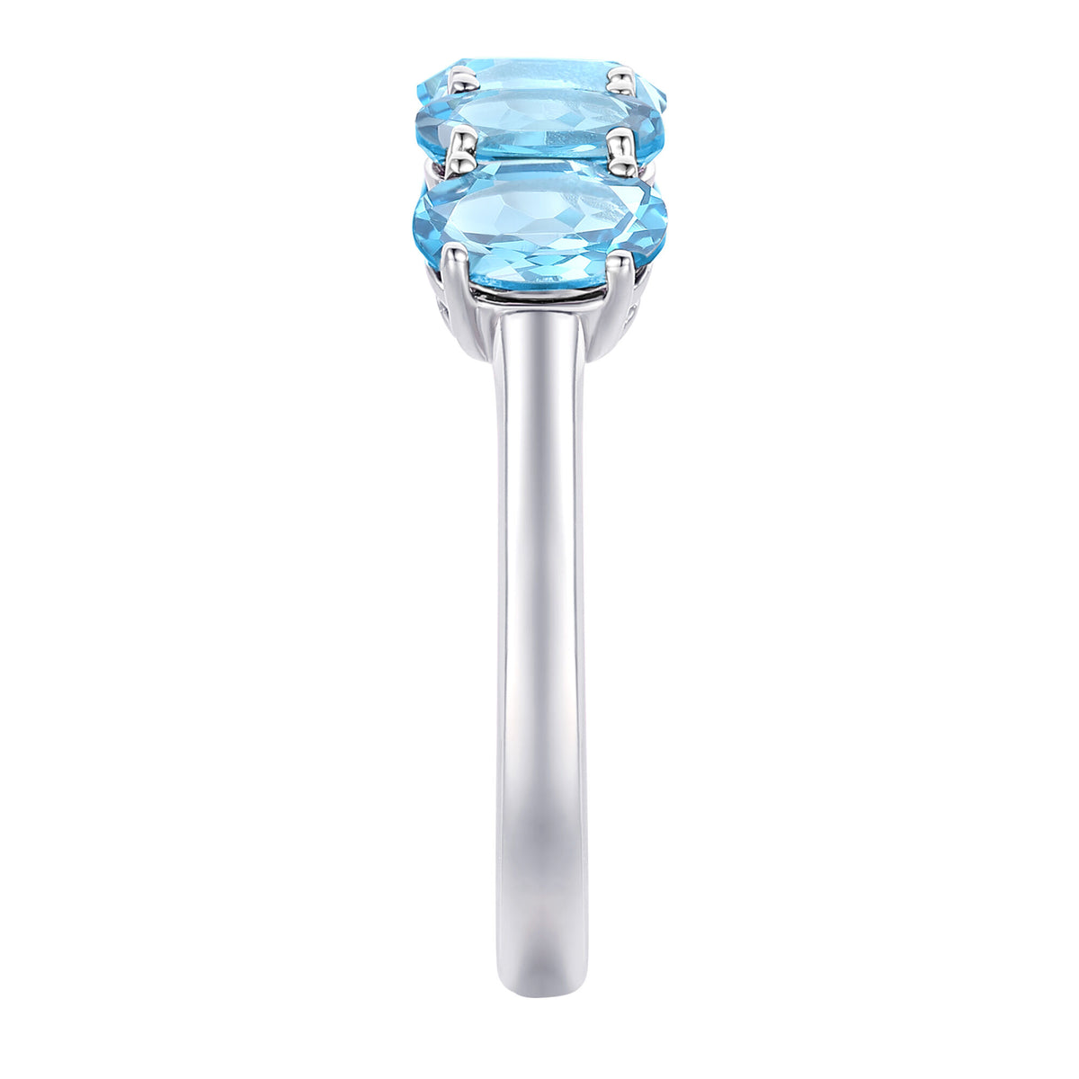 Blue Topaz Oval-Shaped Five-Stone Ring in 10K White Gold