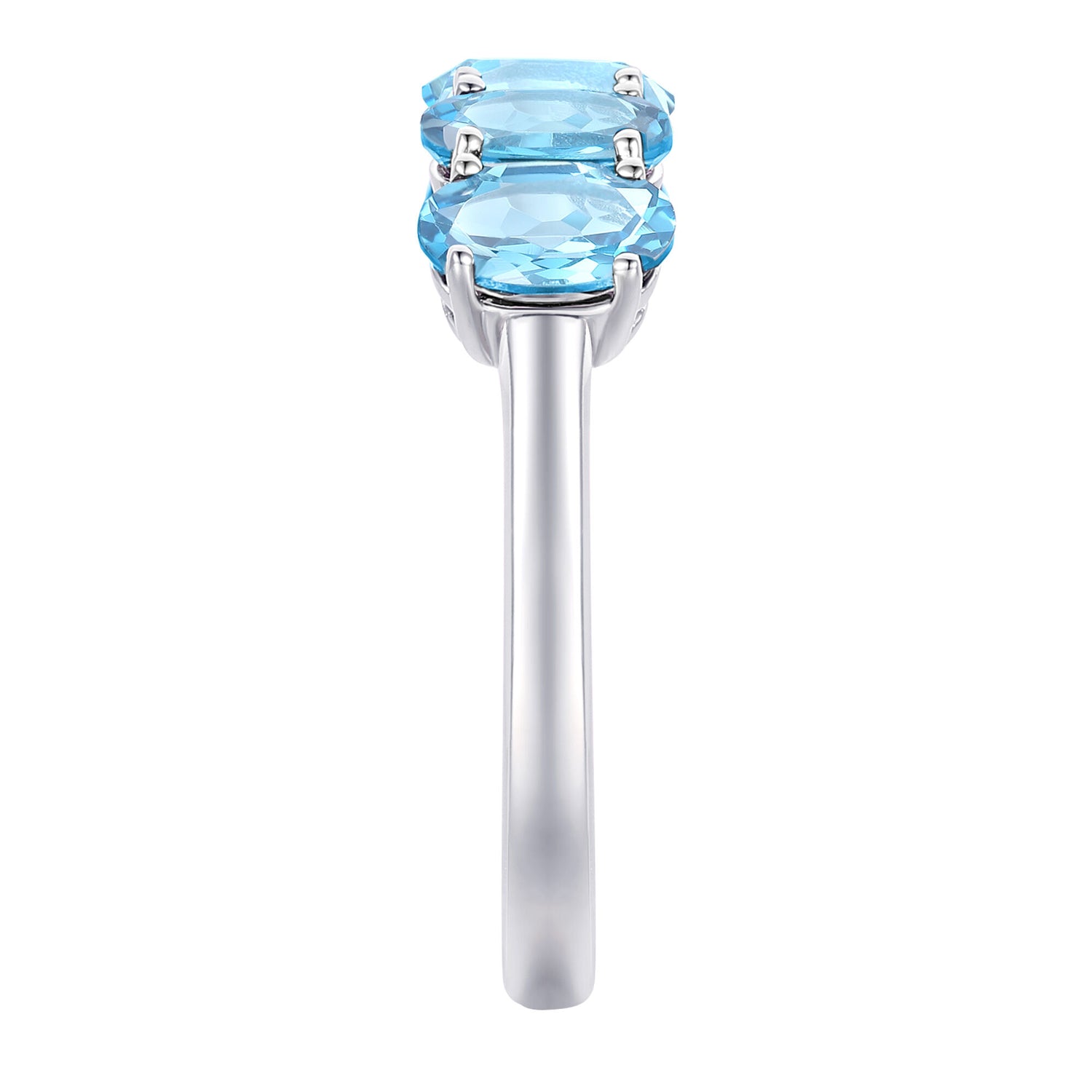 Blue Topaz Oval-Shaped Five-Stone Ring in 10K White Gold