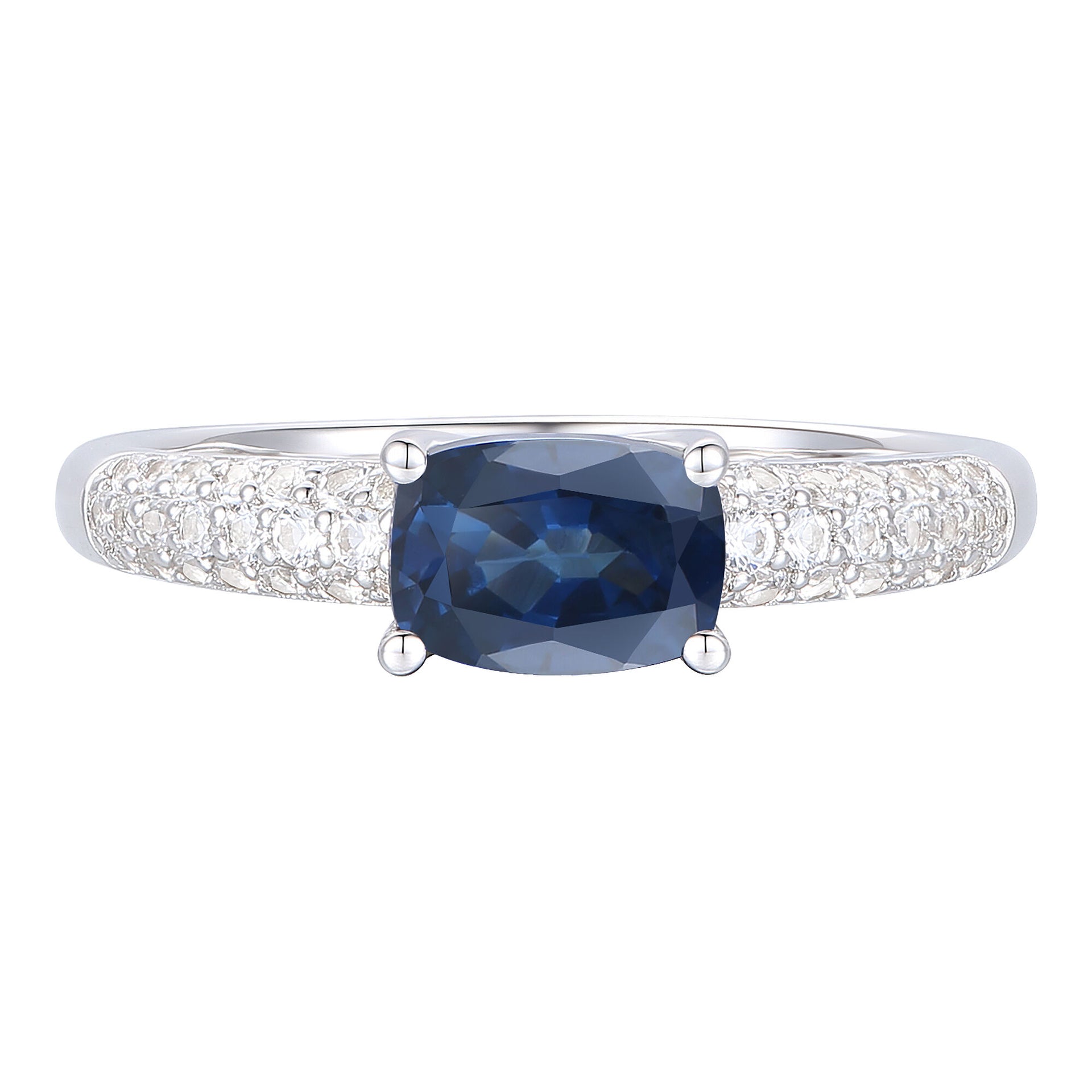 Blue Sapphire East/West Oval Ring in 10K White Gold (1/4 ct. tw.)