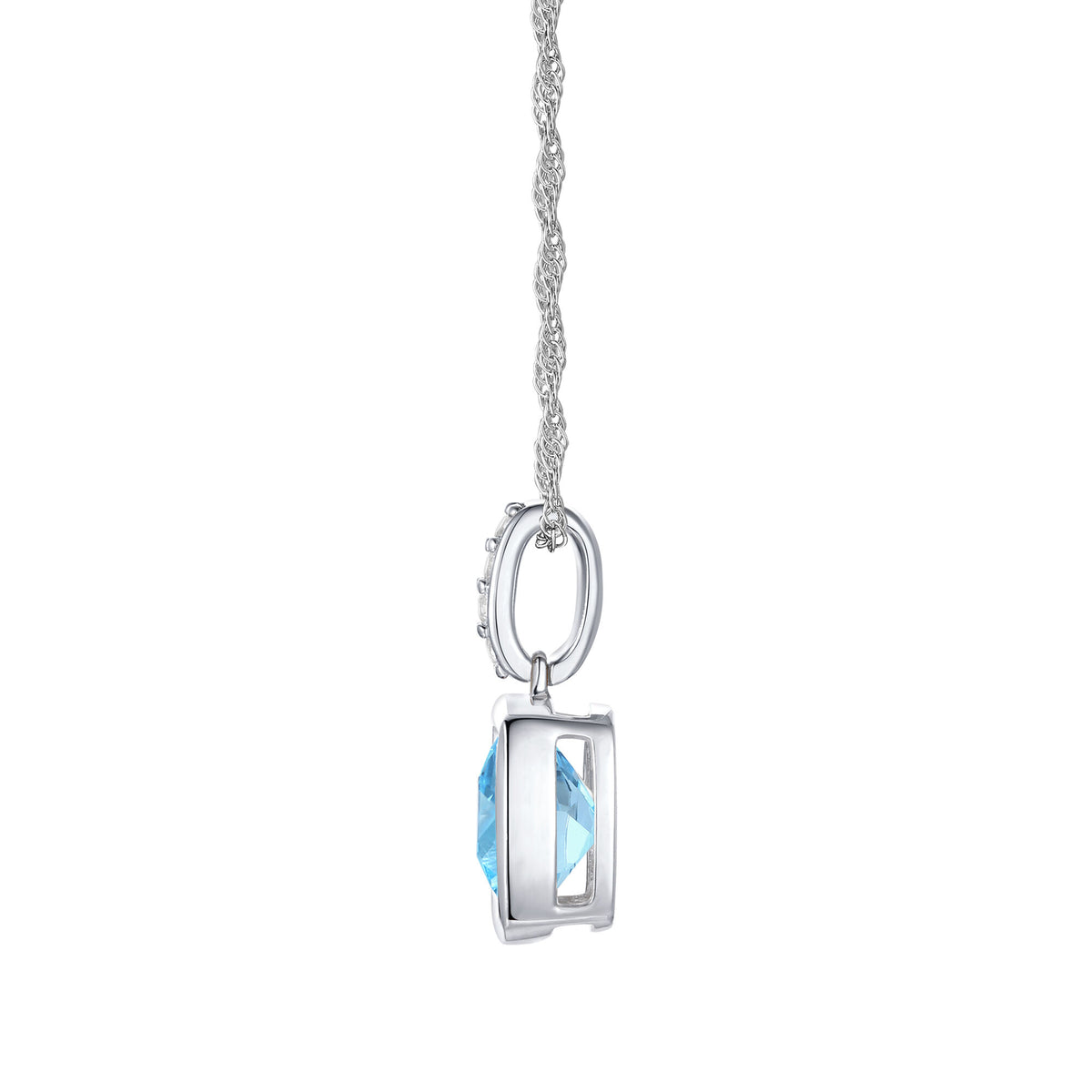 Blue Topaz and Diamond Accent Pendant in 10K White Gold