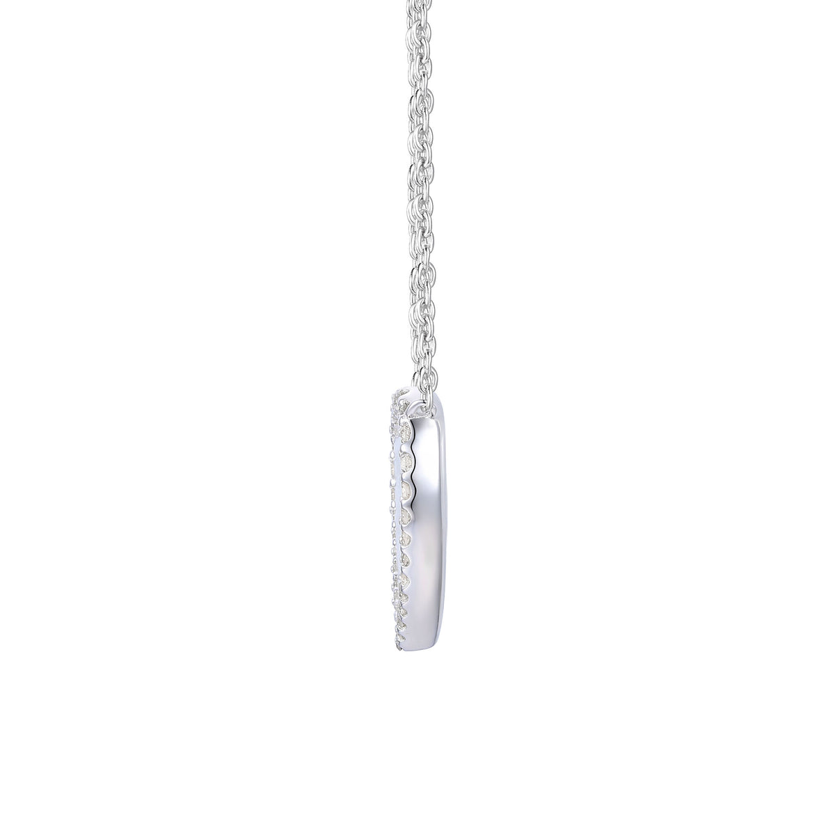 Mother of Pearl and Diamond Necklace in Sterling Silver (1/5 ct. tw.)