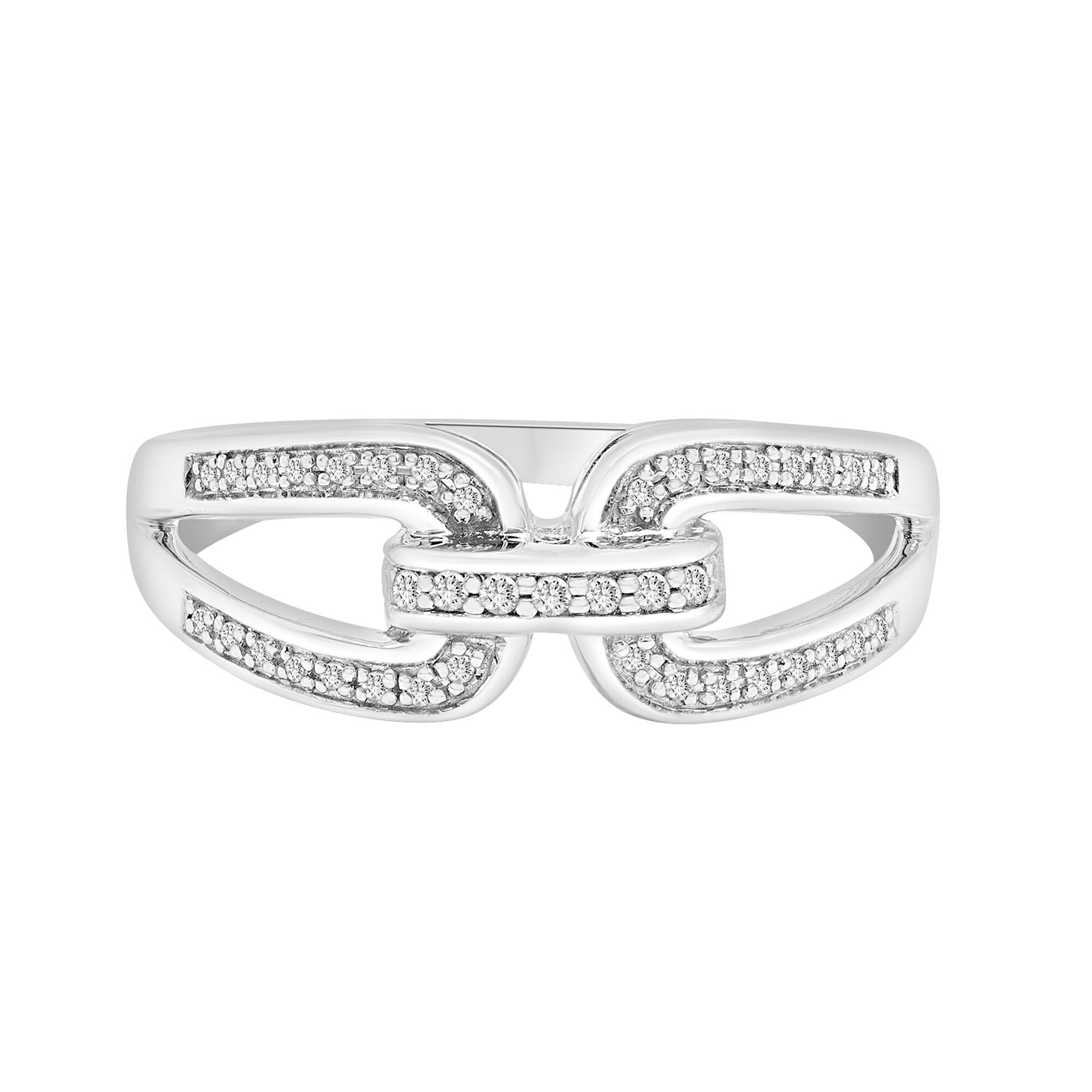 Diamond Link Ring in Sterling Silver (1/10 ct. tw.)
