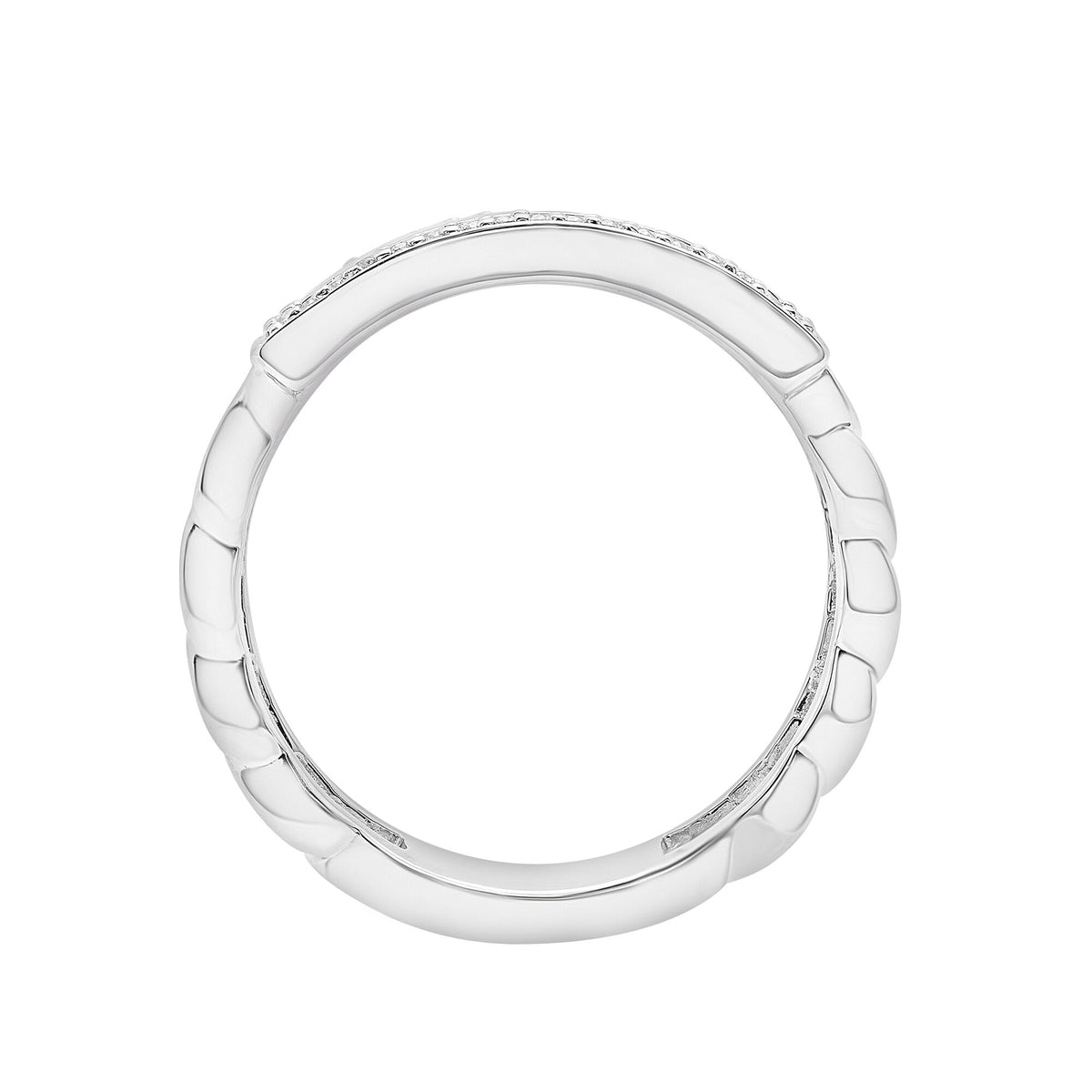 Diamond ID Link Ring in Sterling Silver (1/7 ct. tw.)