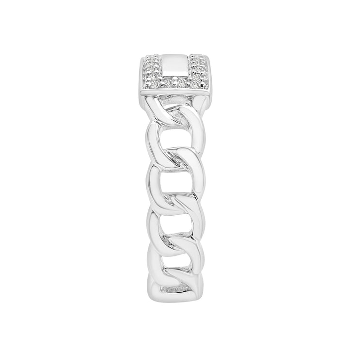 Diamond ID Link Ring in Sterling Silver (1/7 ct. tw.)