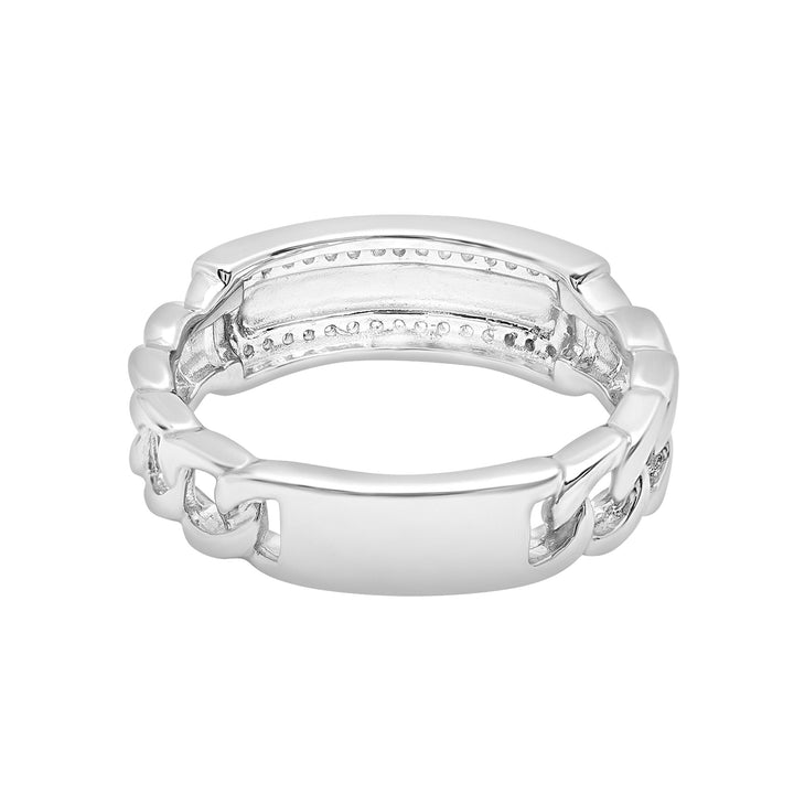 Diamond ID Link Ring in Sterling Silver (1/7 ct. tw.)