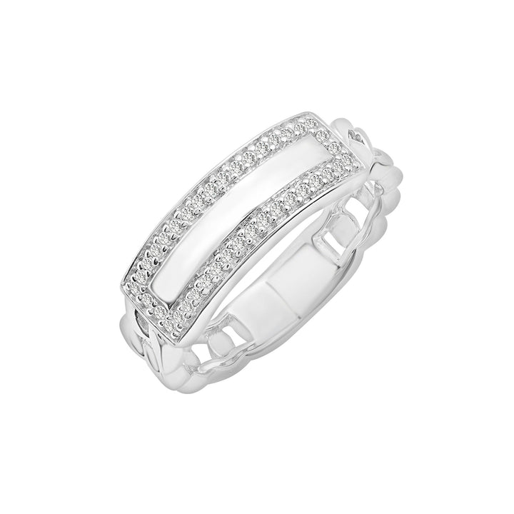 Diamond ID Link Ring in Sterling Silver (1/7 ct. tw.)