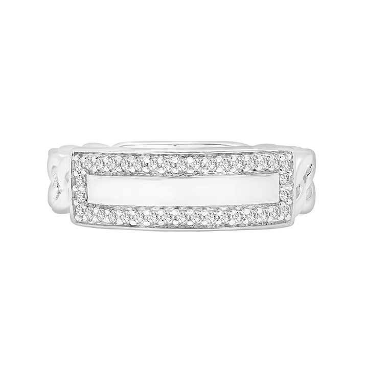 Diamond ID Link Ring in Sterling Silver (1/7 ct. tw.)