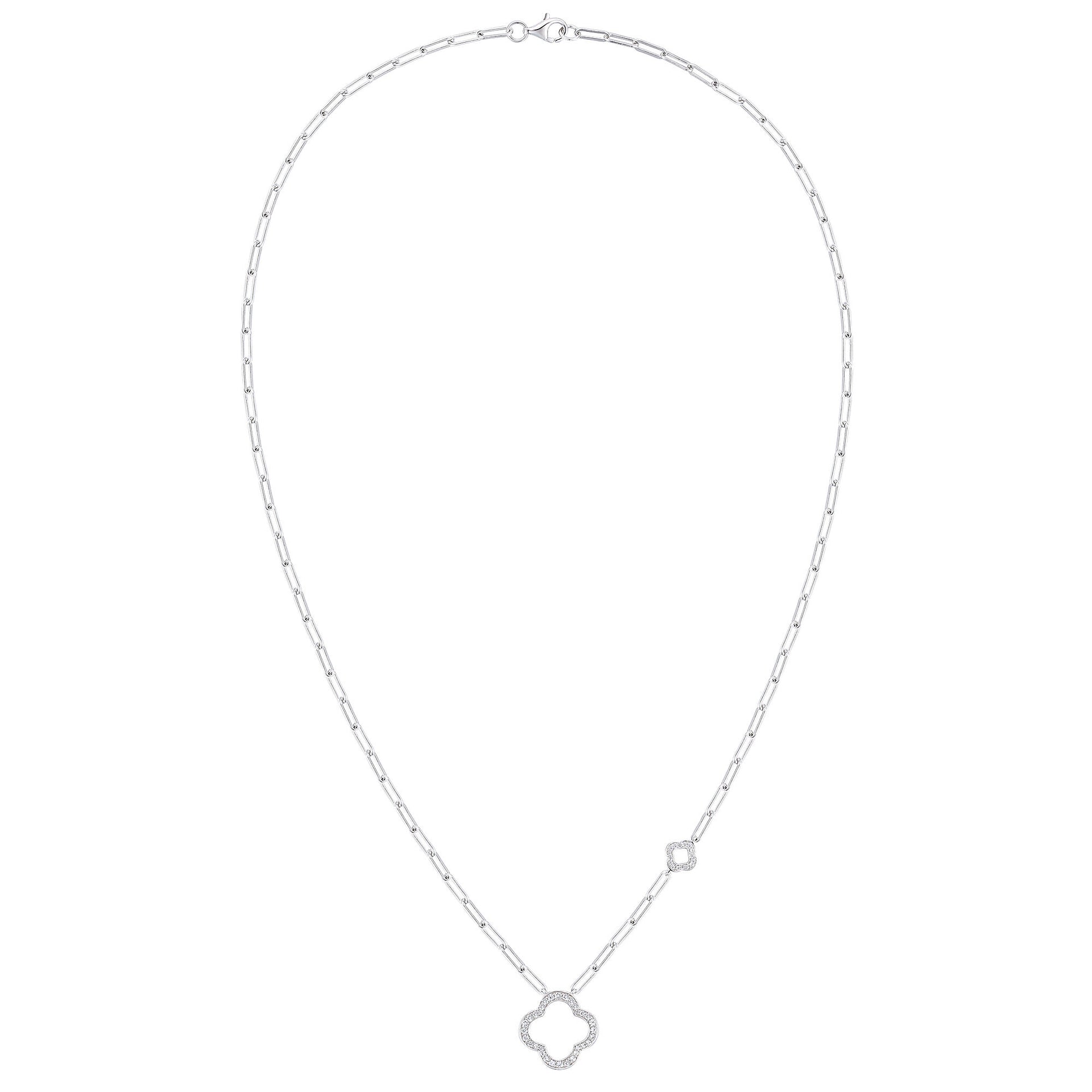 Diamond Clover Necklace in Sterling Silver (1/4 ct. tw.)