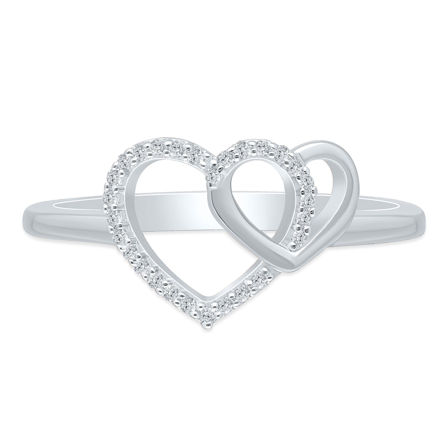 Diamond Interlocking Heart Ring in Sterling Silver (1/10 ct. tw.)
