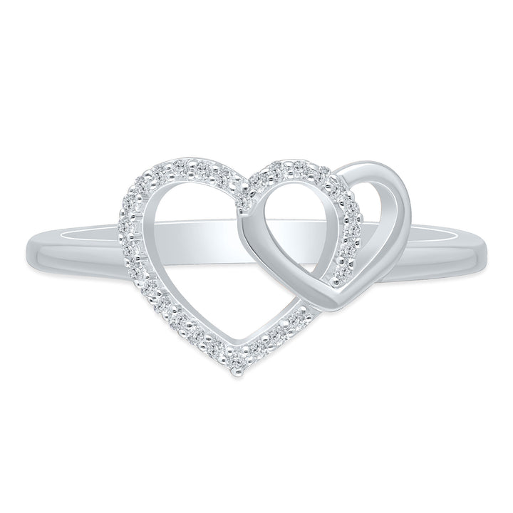 Diamond Interlocking Heart Ring in Sterling Silver (1/10 ct. tw.)