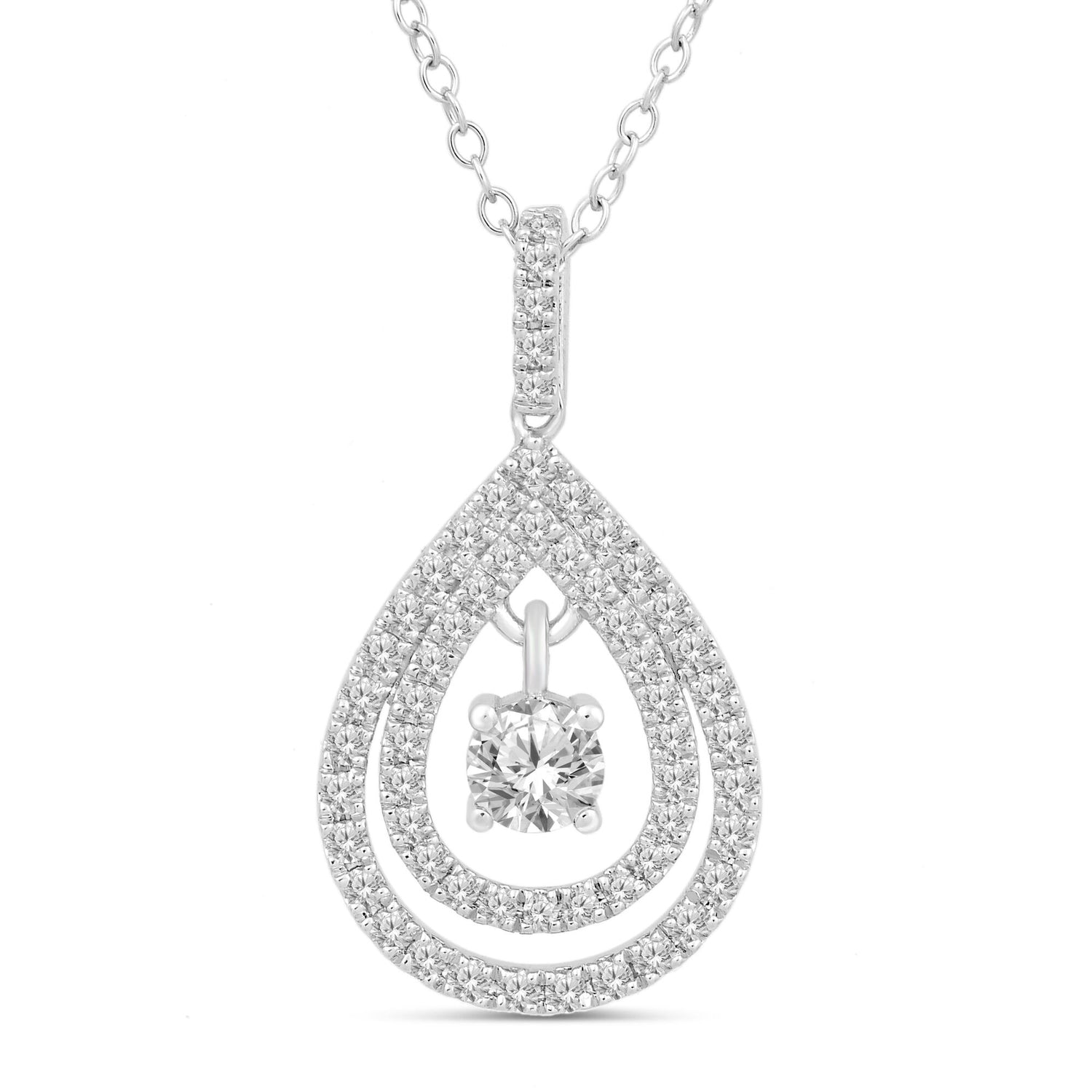 Radiant Drop Diamond Pendant in 10K White Gold (3/4 ct. tw.)
