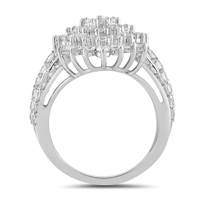 Multi-Row Diamond Burst Ring in 10K White Gold (4 ct. tw.)