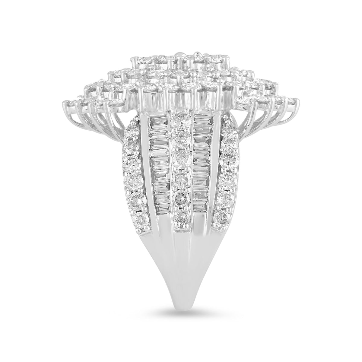Multi-Row Diamond Burst Ring in 10K White Gold (4 ct. tw.)