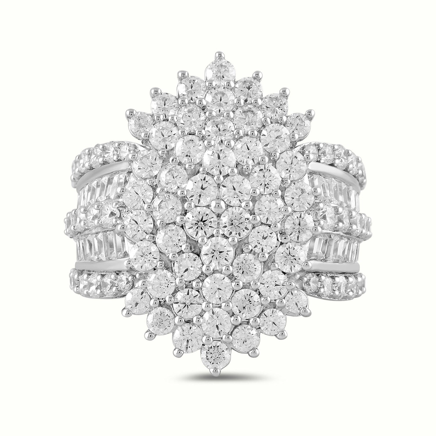 Multi-Row Diamond Burst Ring in 10K White Gold (4 ct. tw.)