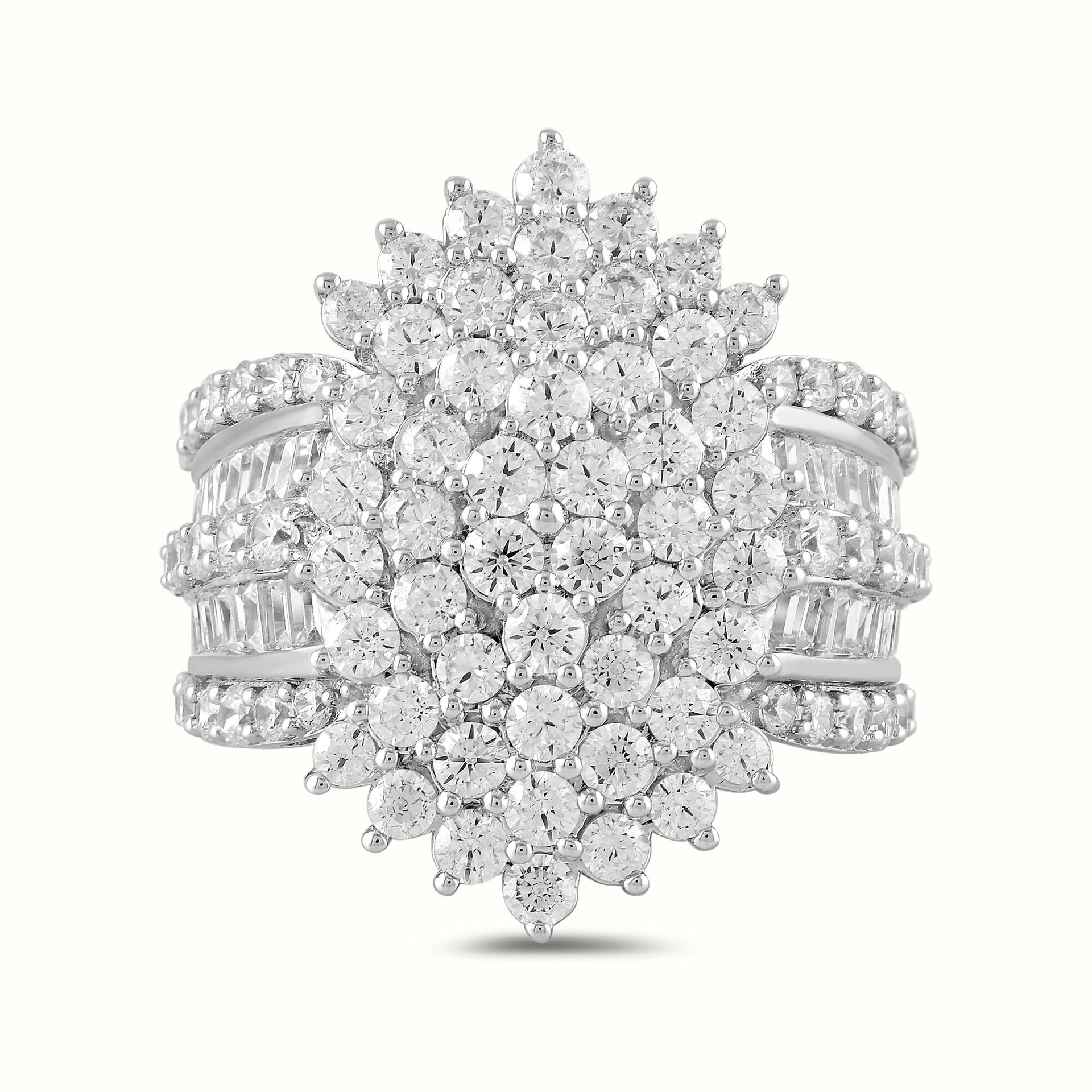 Multi-Row Diamond Burst Ring in 10K White Gold (4 ct. tw.)