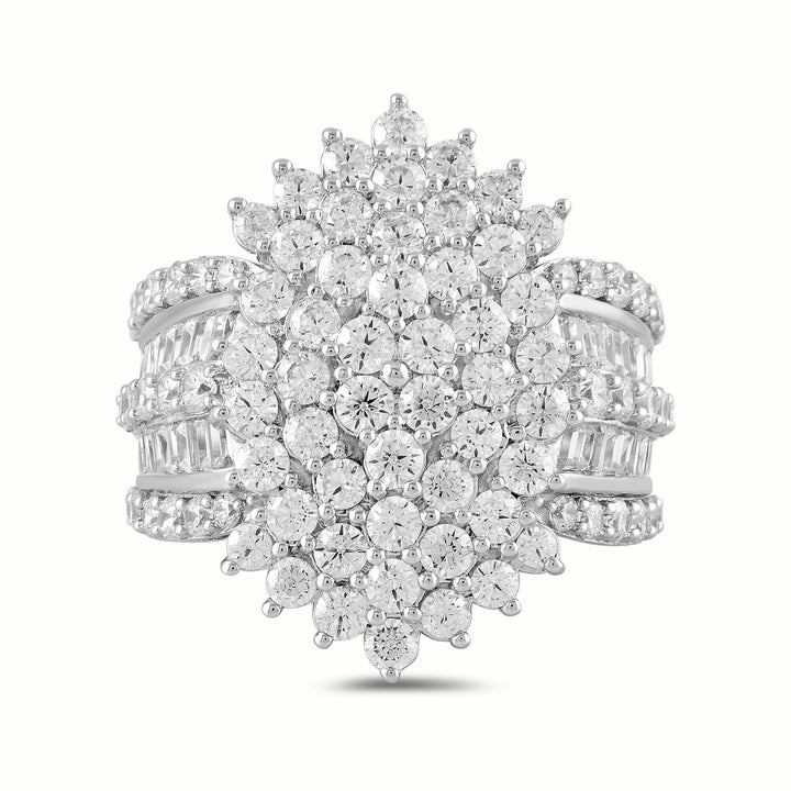 Multi-Row Diamond Burst Ring in 10K White Gold (4 ct. tw.)
