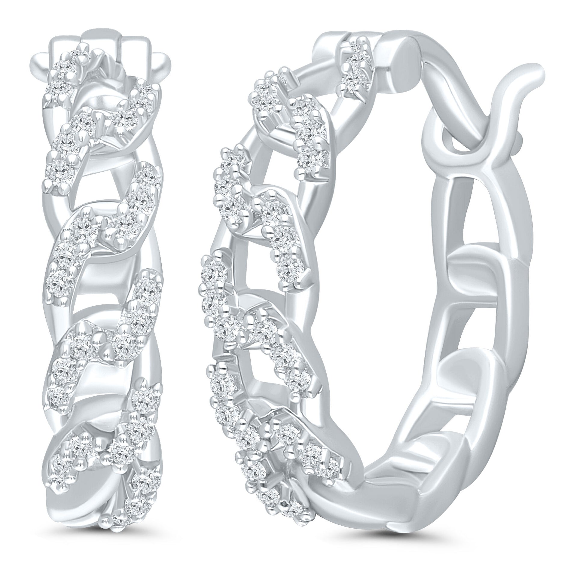 Chain Link Hoop Earrings in Sterling Silver (1/5 ct. tw.)