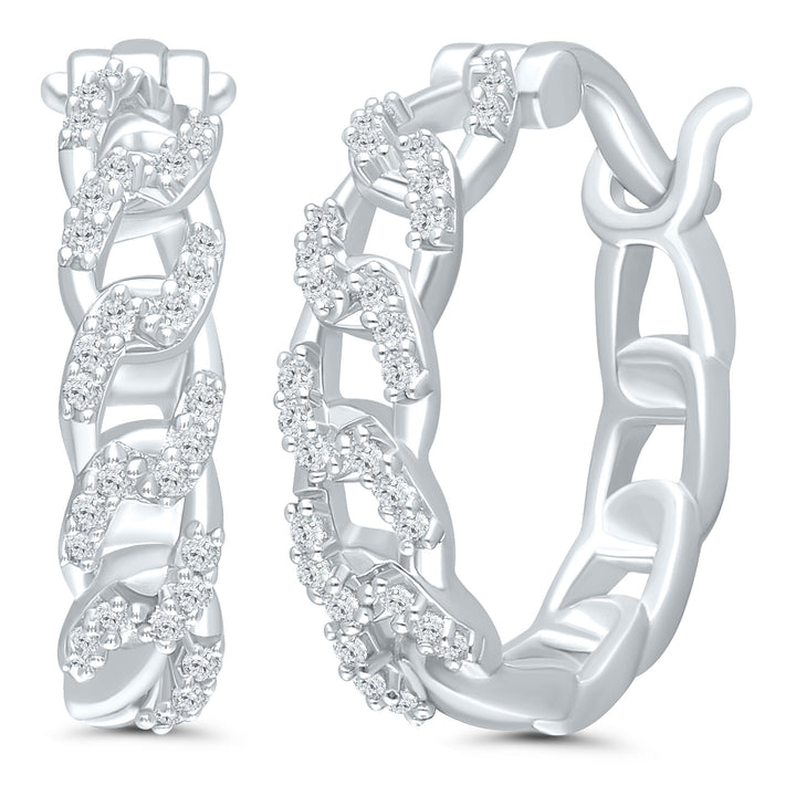 Chain Link Hoop Earrings in Sterling Silver (1/5 ct. tw.)