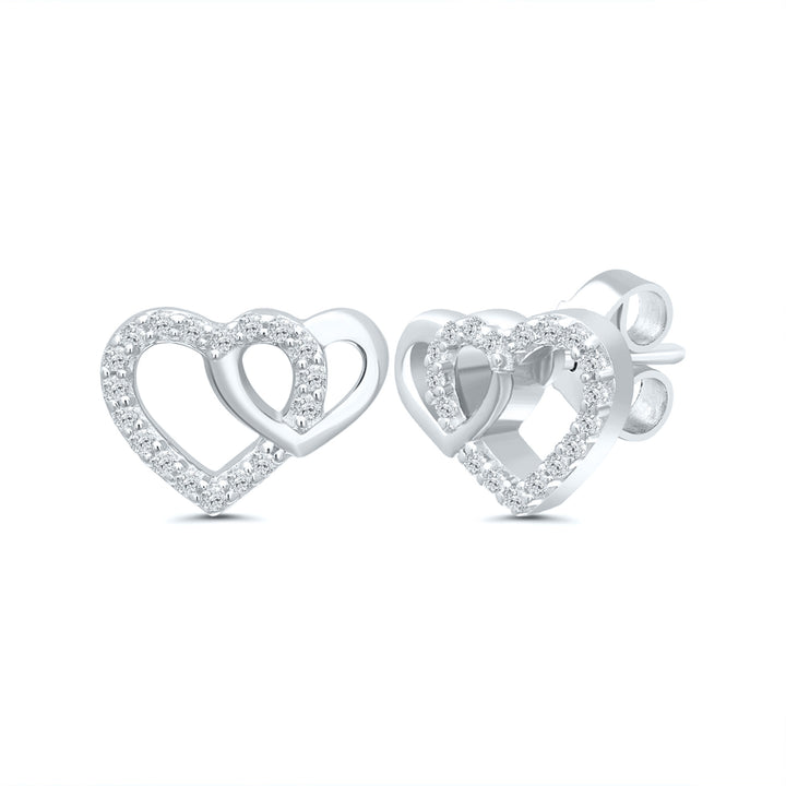 Diamond Interlocking Heart Earrings in Sterling Silver (1/10 ct. tw.)