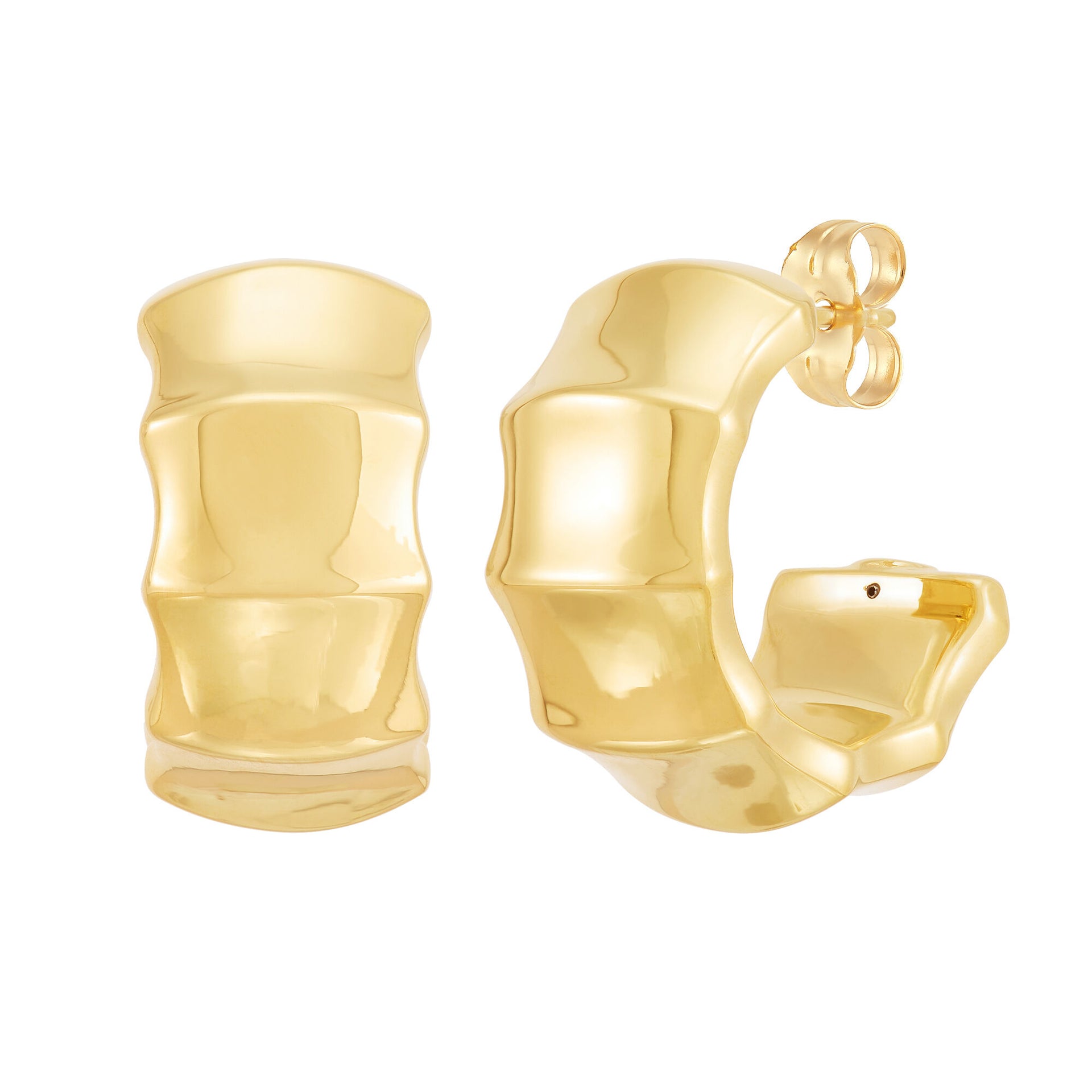 Bamboo 3/4 Hoops in 14K Yellow Gold