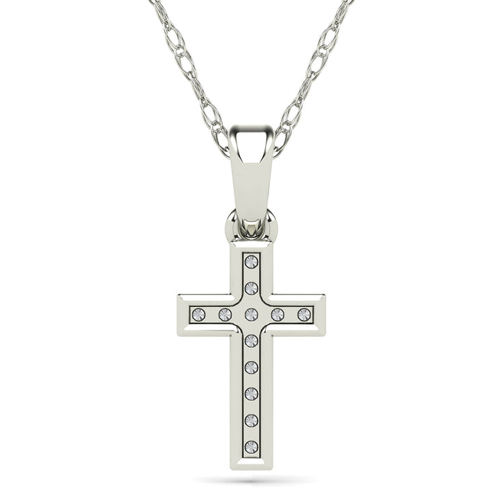 Diamond Accent Cross Pendant in 14K White Gold