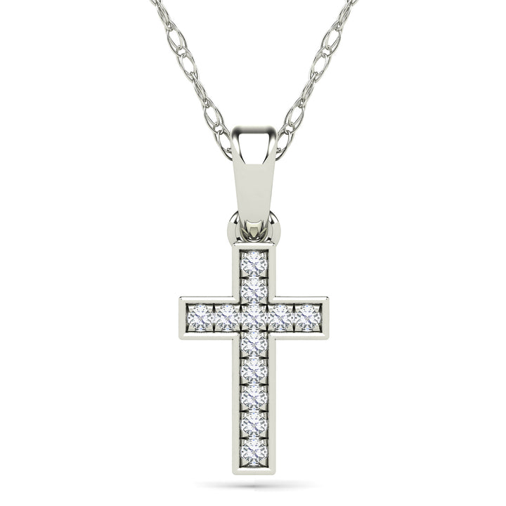 Diamond Accent Cross Pendant in 14K White Gold