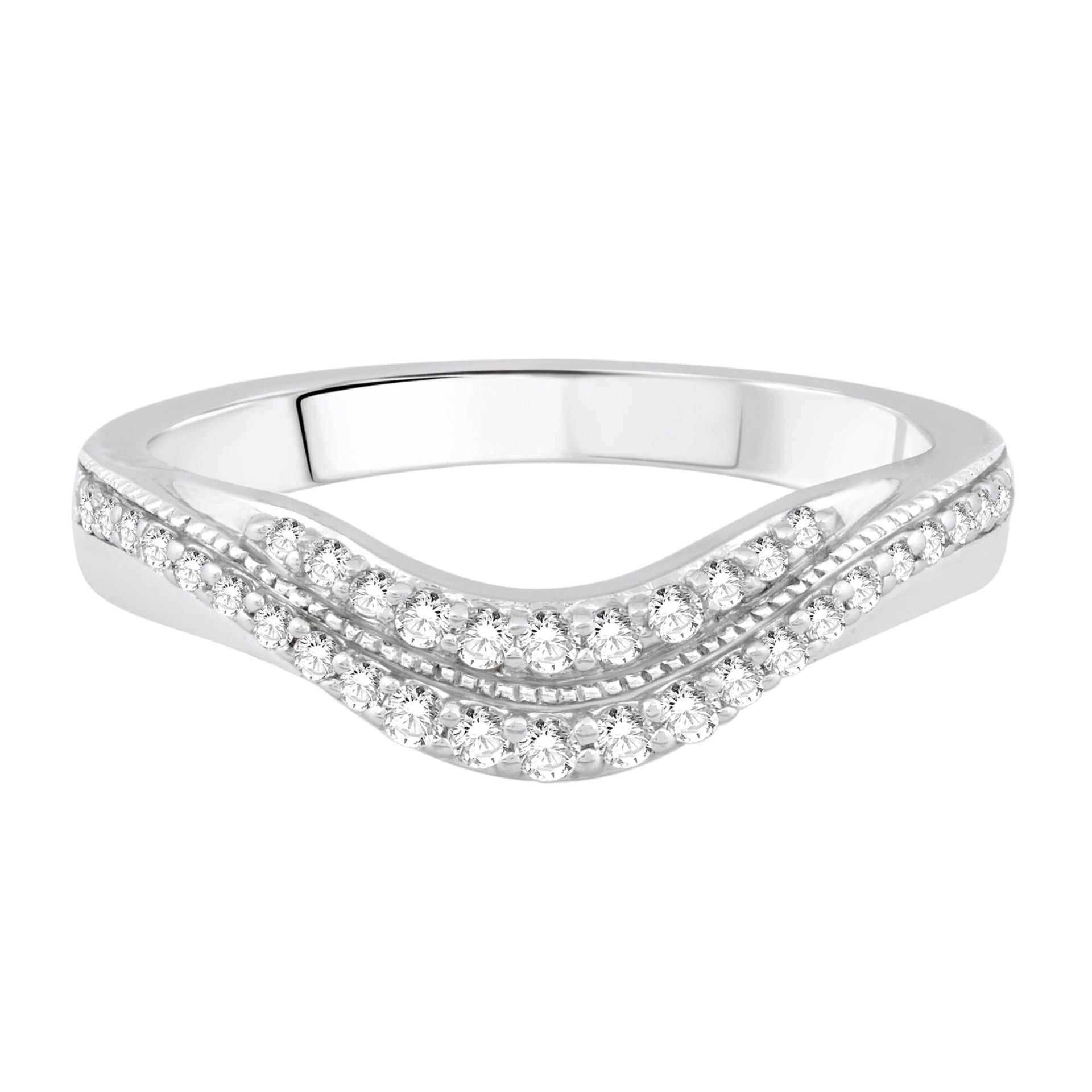 Double Row Contour Band in 14K White Gold (1/4 ct. tw.)