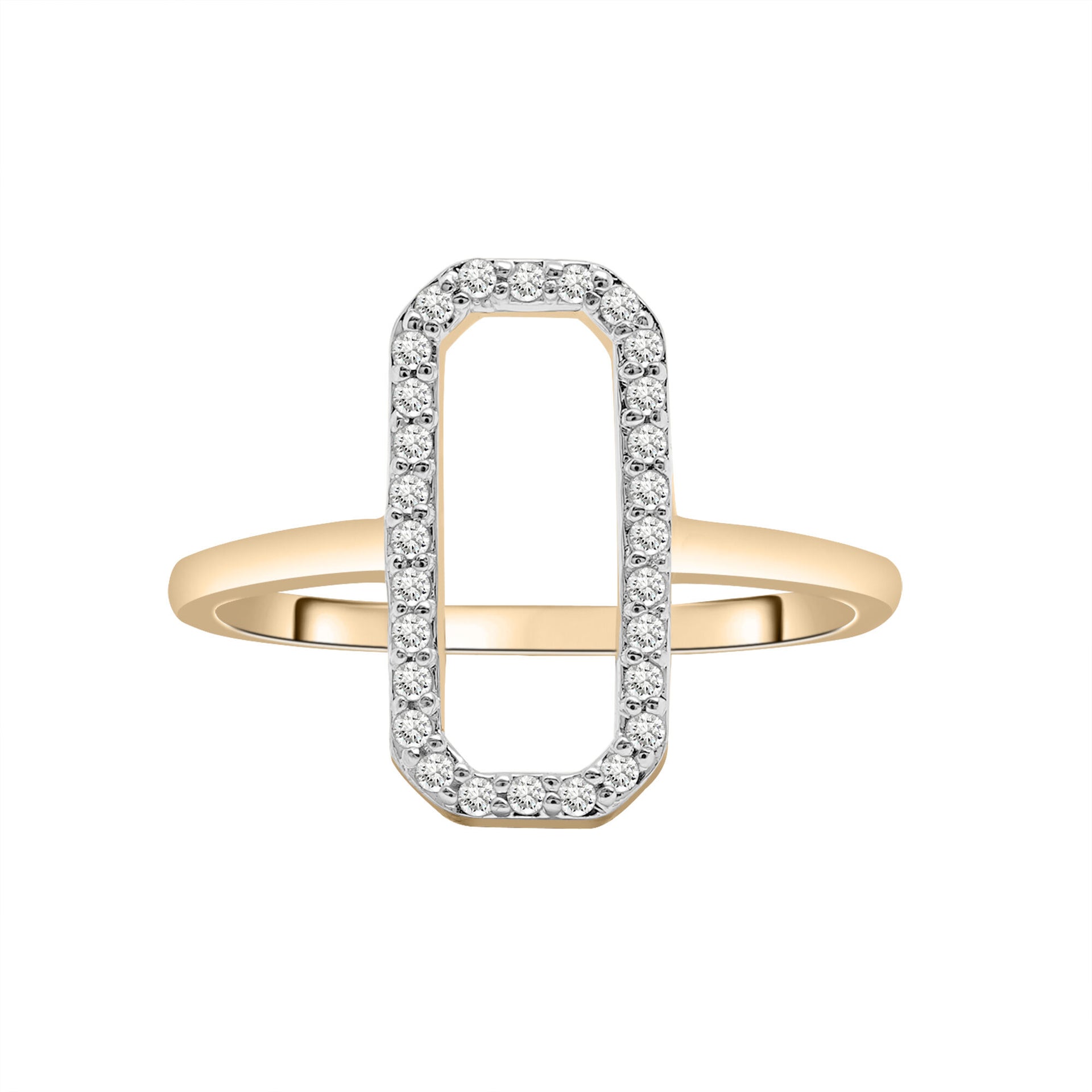 Open Octagon Diamond Ring in 10K Yellow Gold (1/7 ct. tw.)