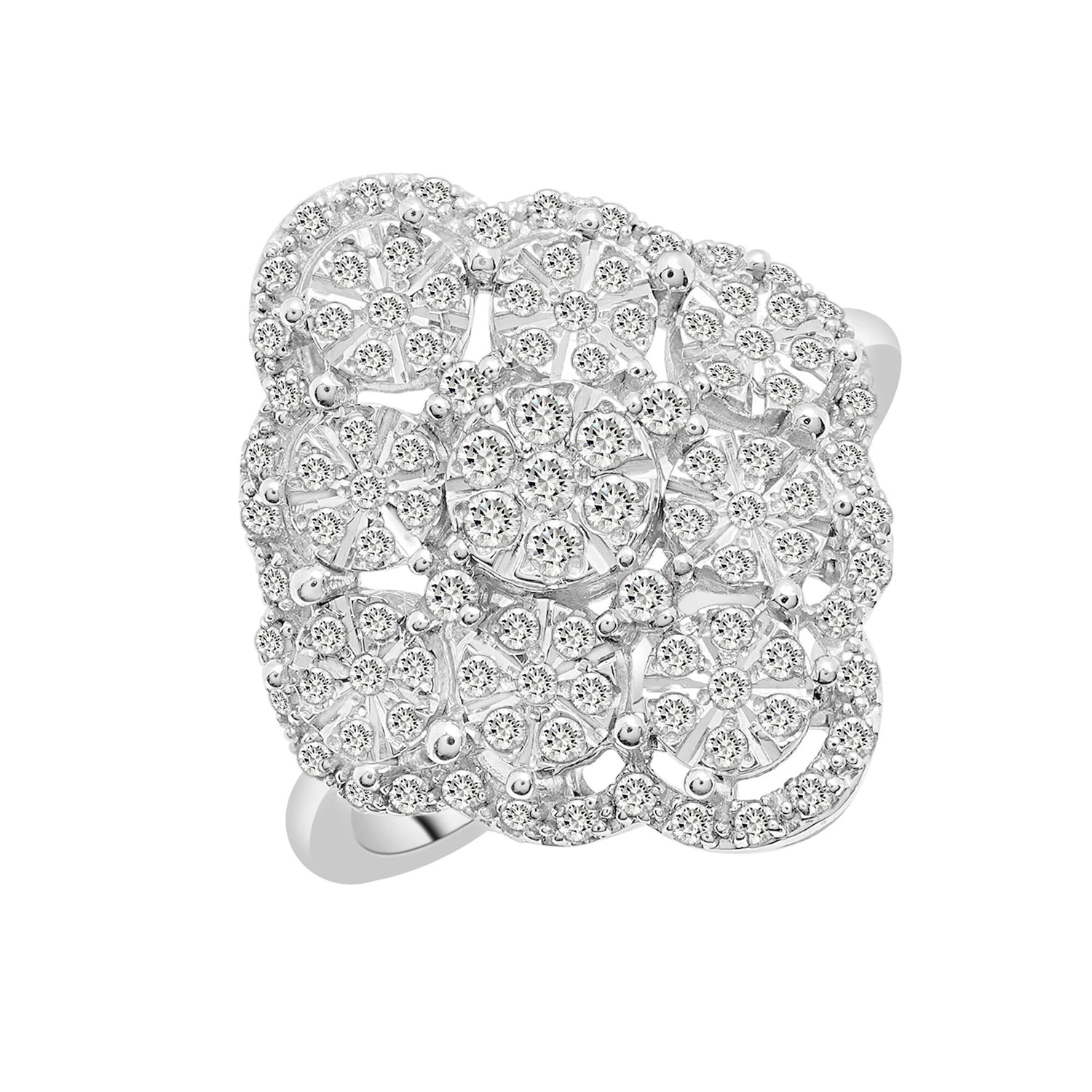 Diamond Scalloped Ring in Sterling Silver (1/2 ct. tw.)