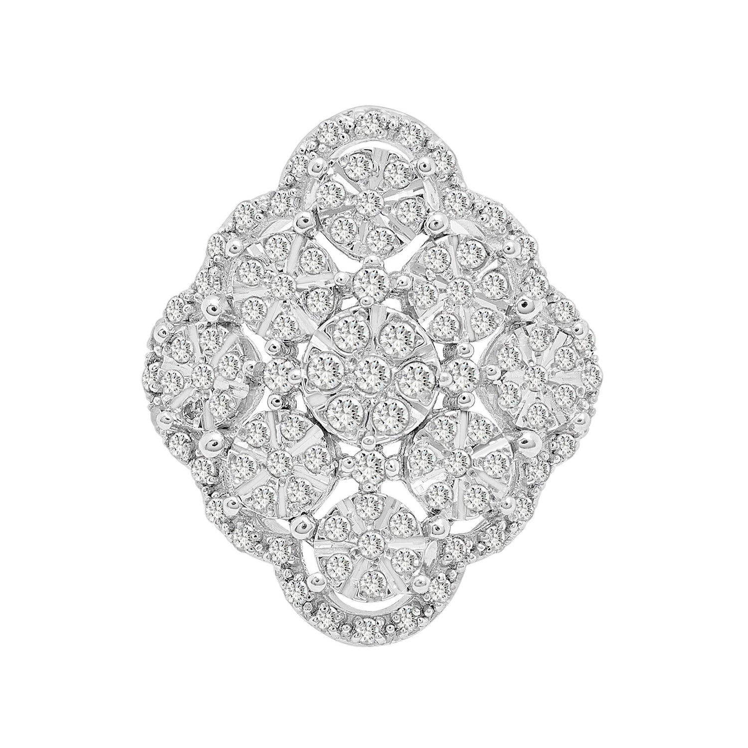 Diamond Scalloped Ring in Sterling Silver (1/2 ct. tw.)