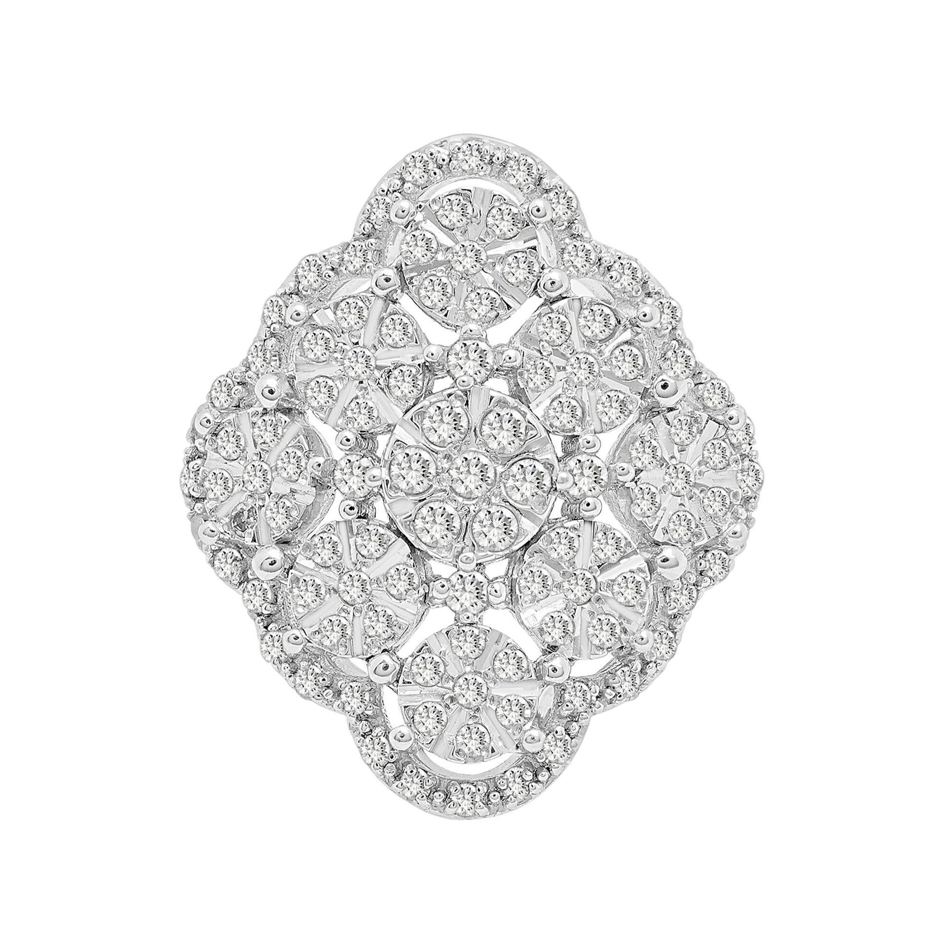 Diamond Scalloped Ring in Sterling Silver (1/2 ct. tw.)