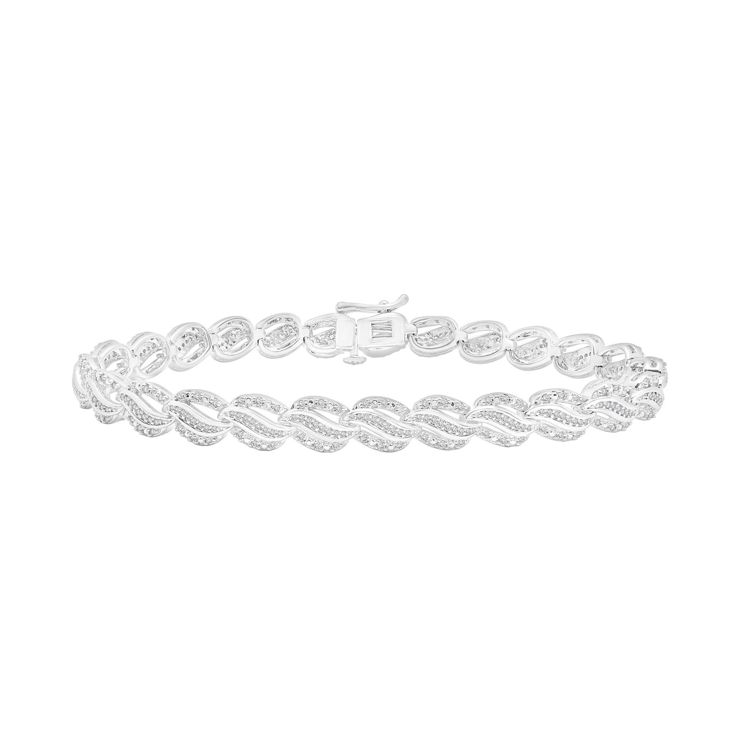 Diamond Wave Bracelet in Sterling Silver (1 ct. tw.)