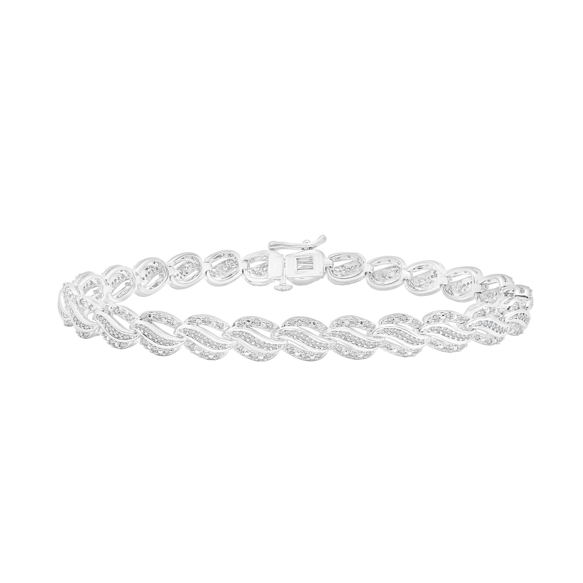 Diamond Wave Bracelet in Sterling Silver (1 ct. tw.)