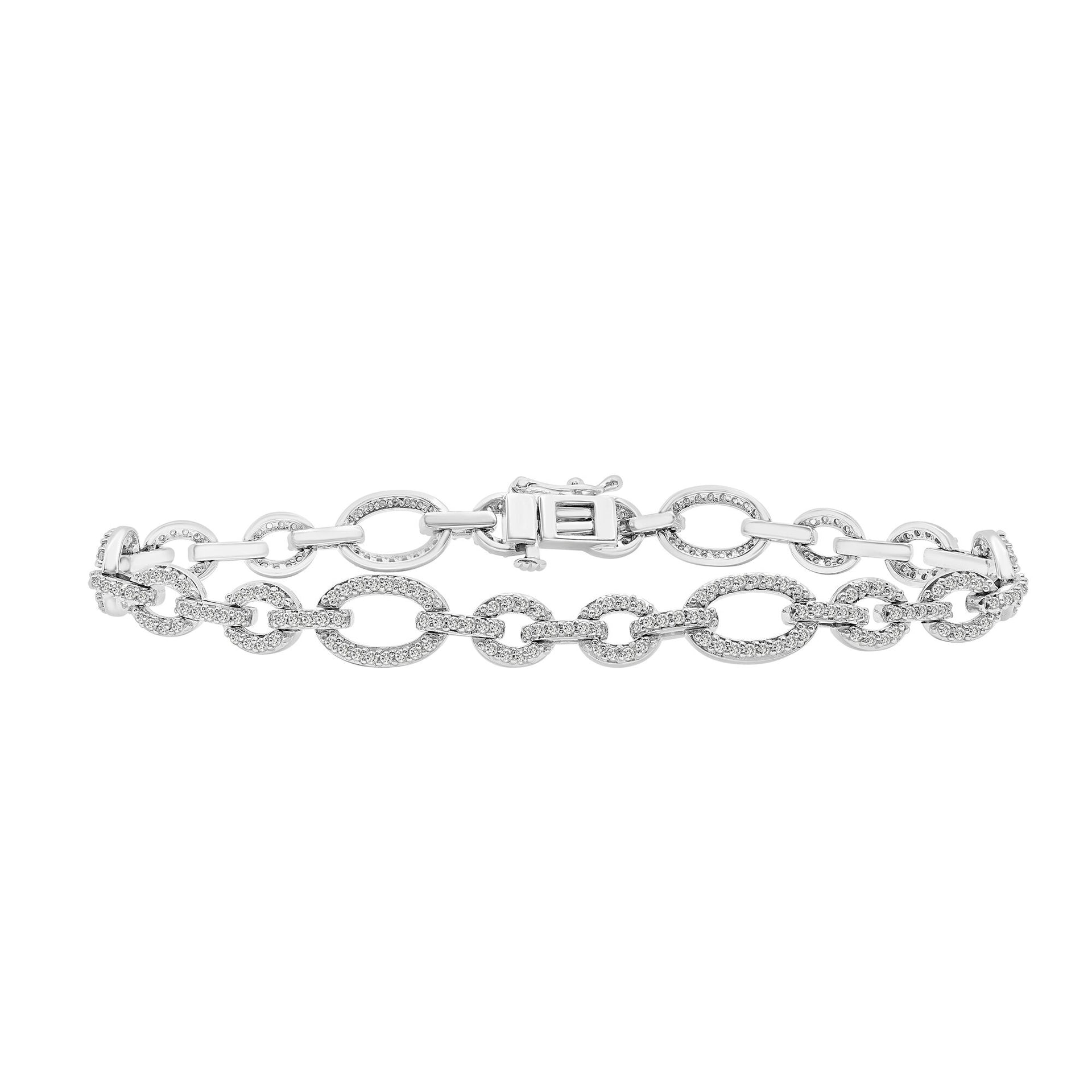Diamond Open LInk Bracelet in 10K White Gold (1 1/2 ct. tw.)