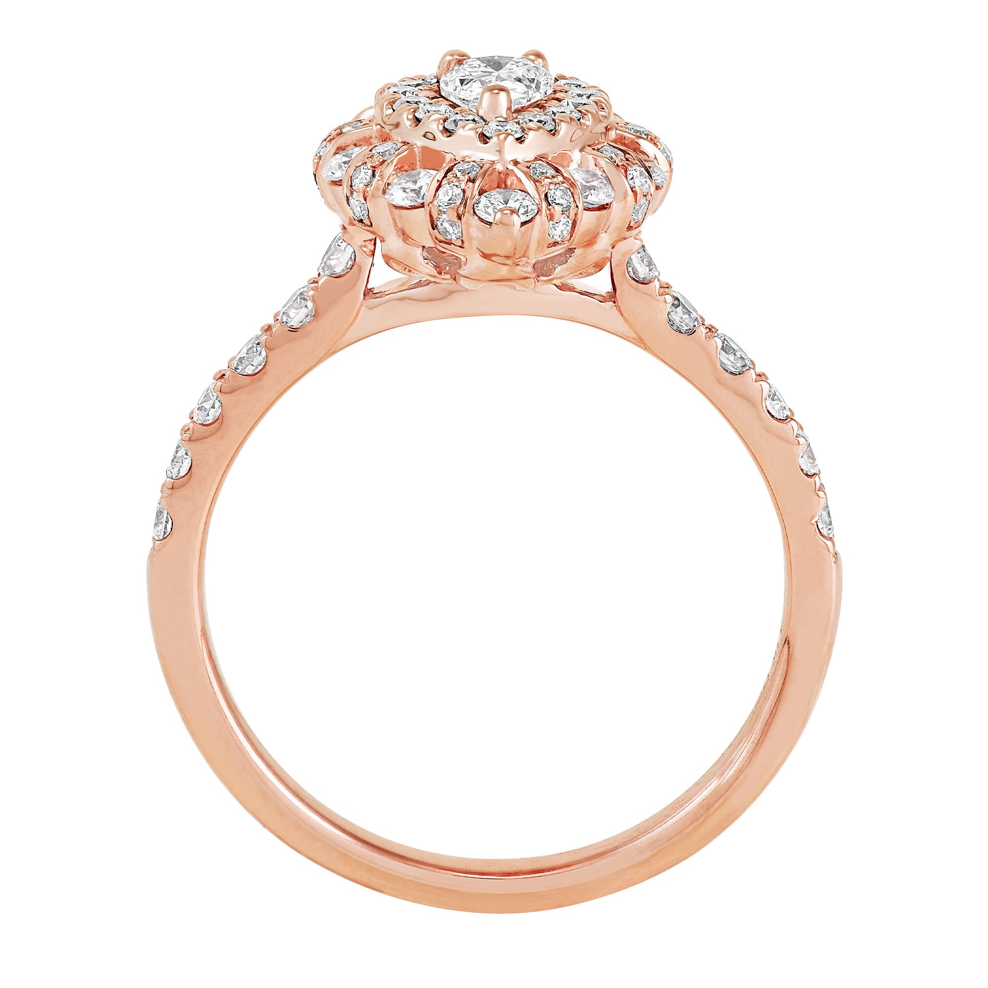 Pear-Shaped Halo Diamond Engagement Ring in 14K Rose Gold (1 ct. tw.)