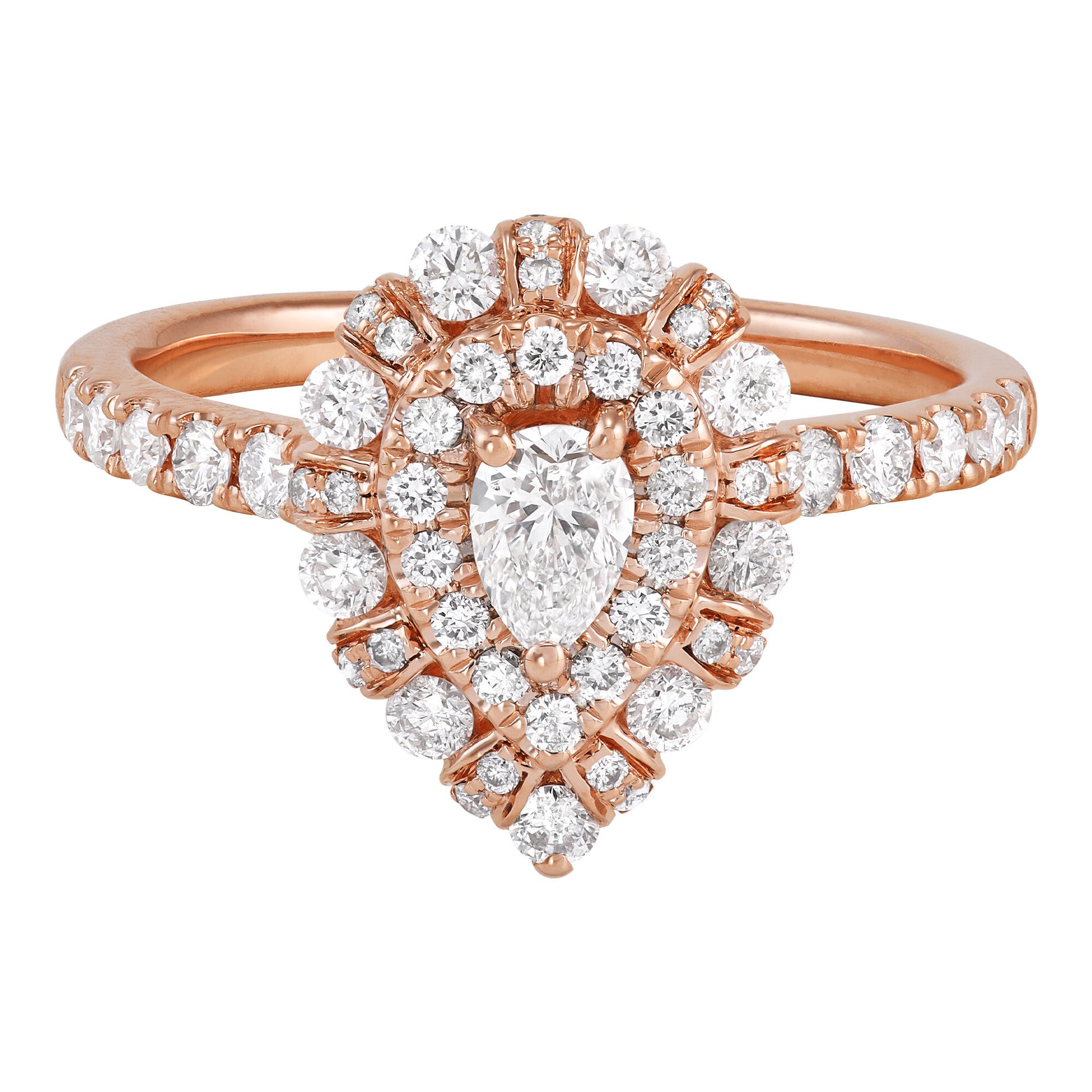 Pear-Shaped Halo Diamond Engagement Ring in 14K Rose Gold (1 ct. tw.)