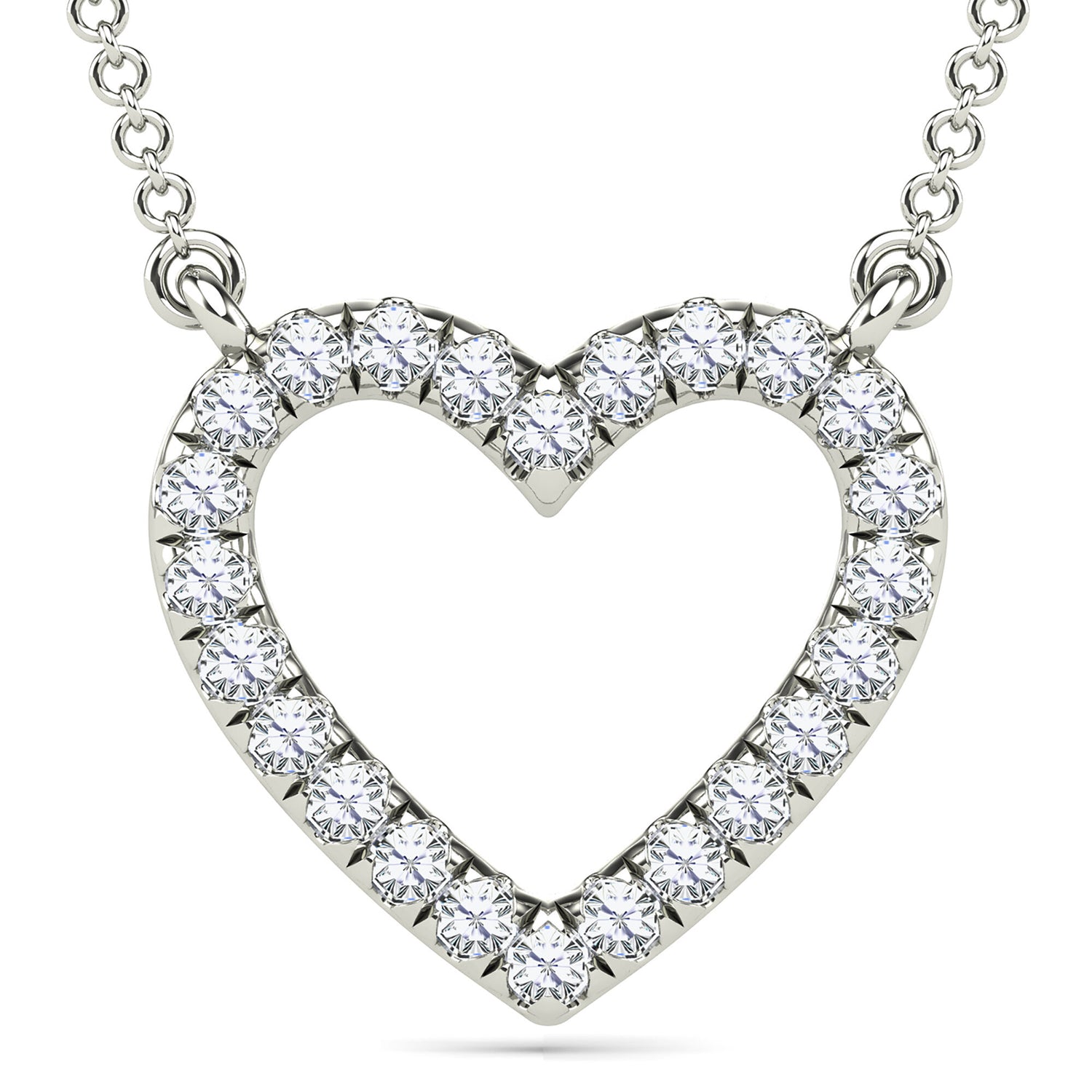 Diamond Accent Heart Necklace in 10K White Gold