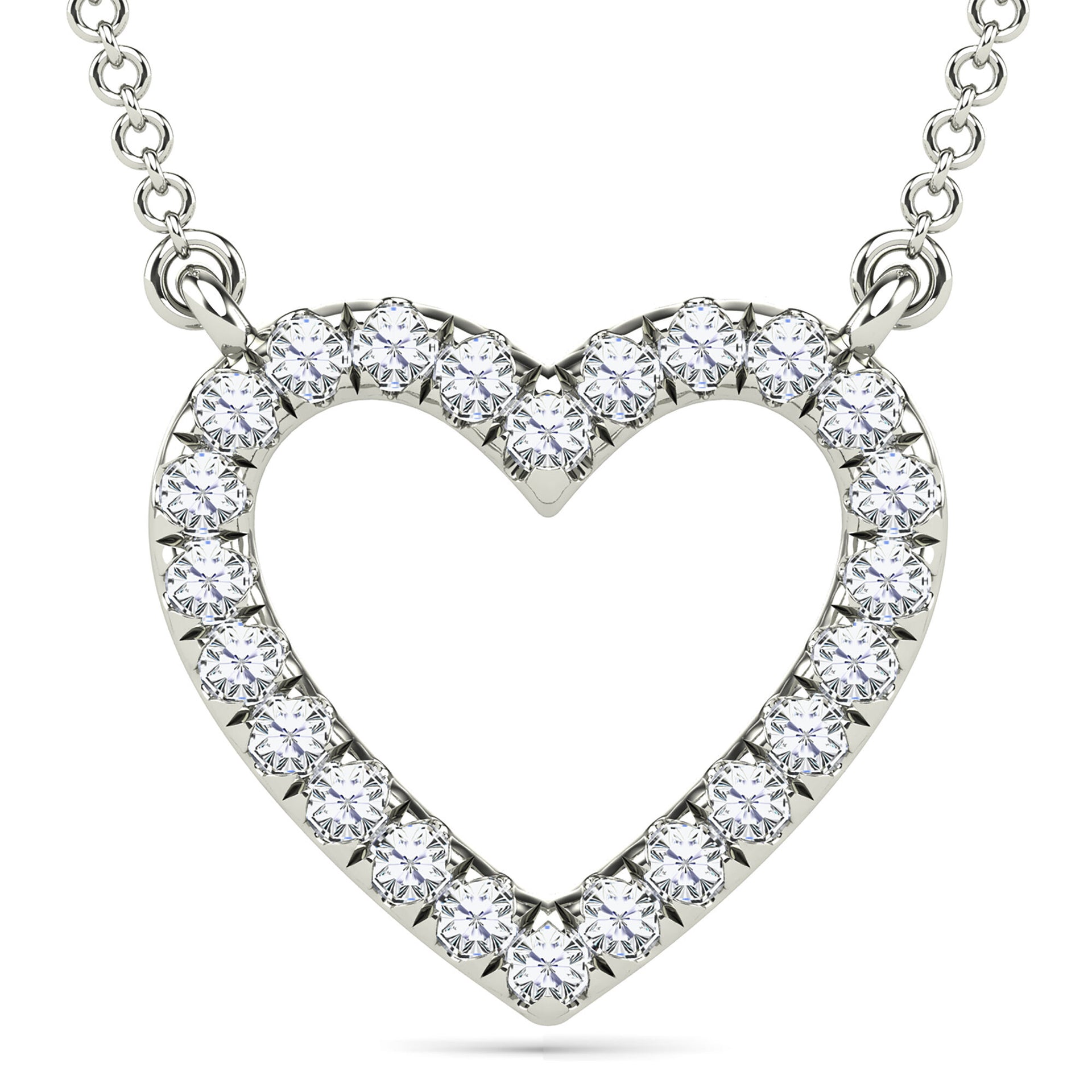 Diamond Accent Heart Necklace in 10K White Gold