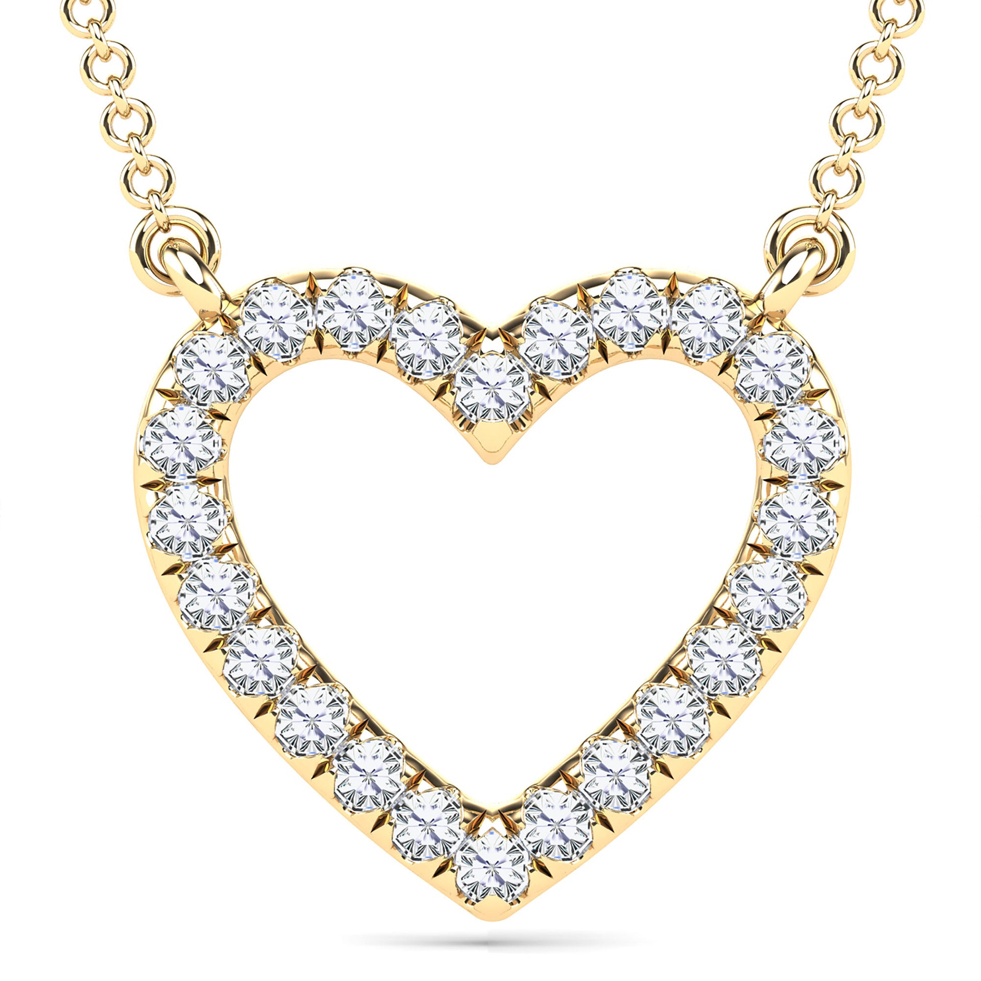 Diamond Accent Heart Necklace in 10K Yellow Gold