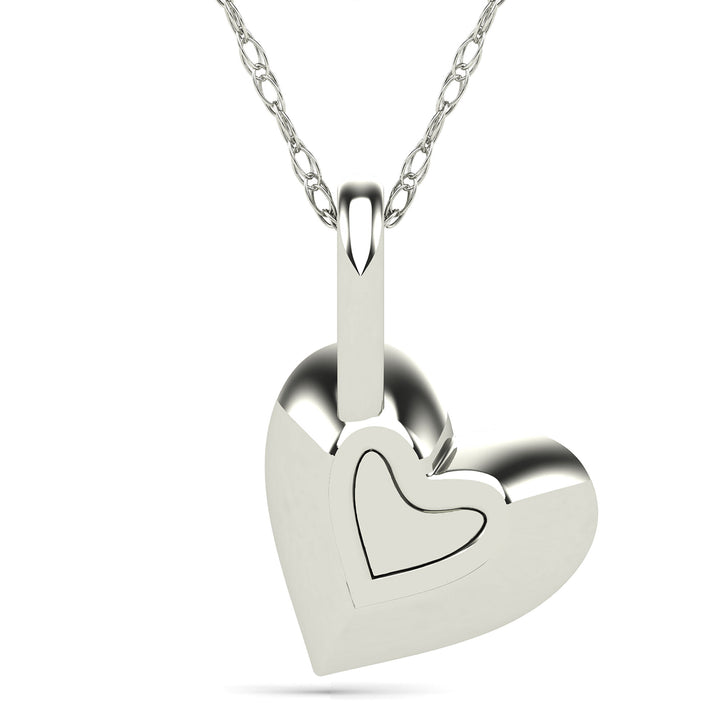 Diamond Accent Heart Pendant in 14K White Gold