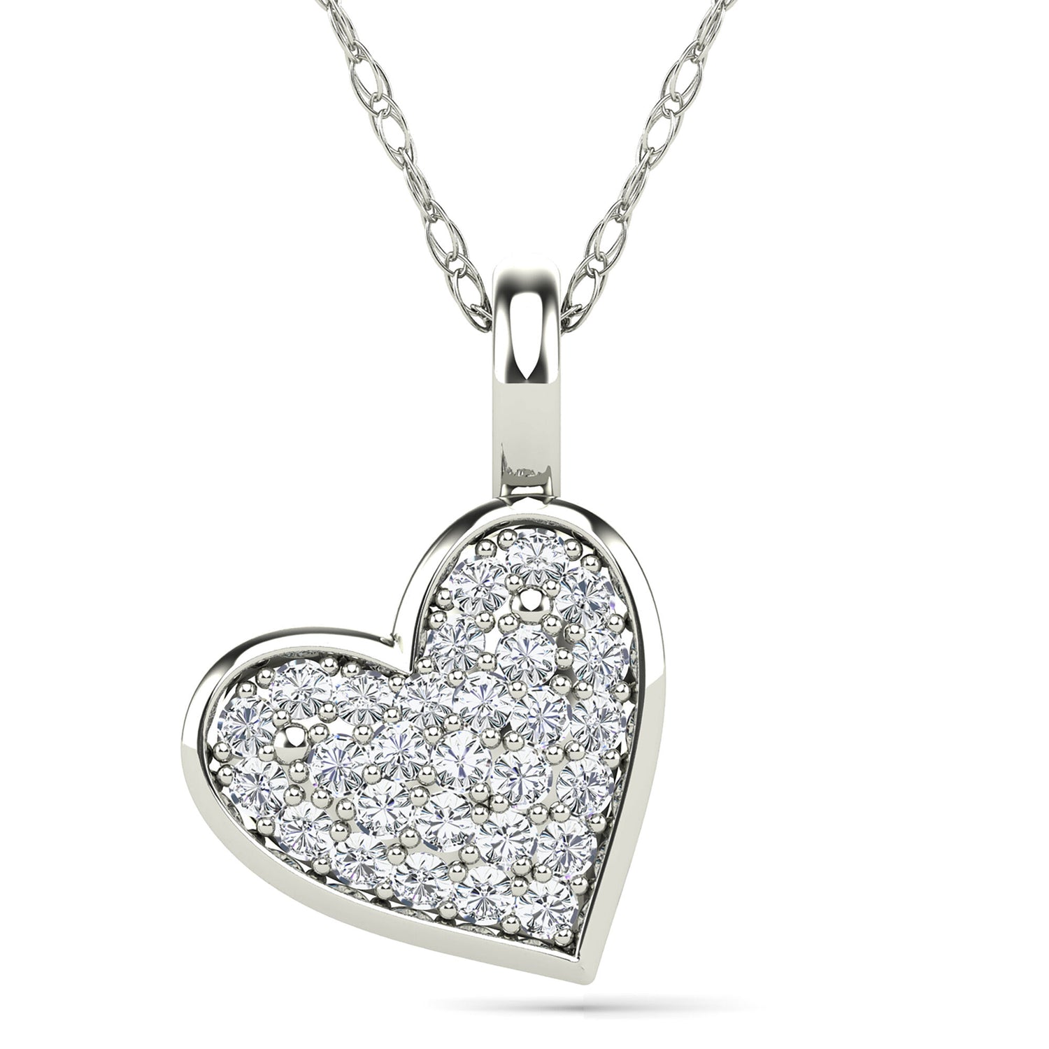 Diamond Accent Heart Pendant in 14K White Gold