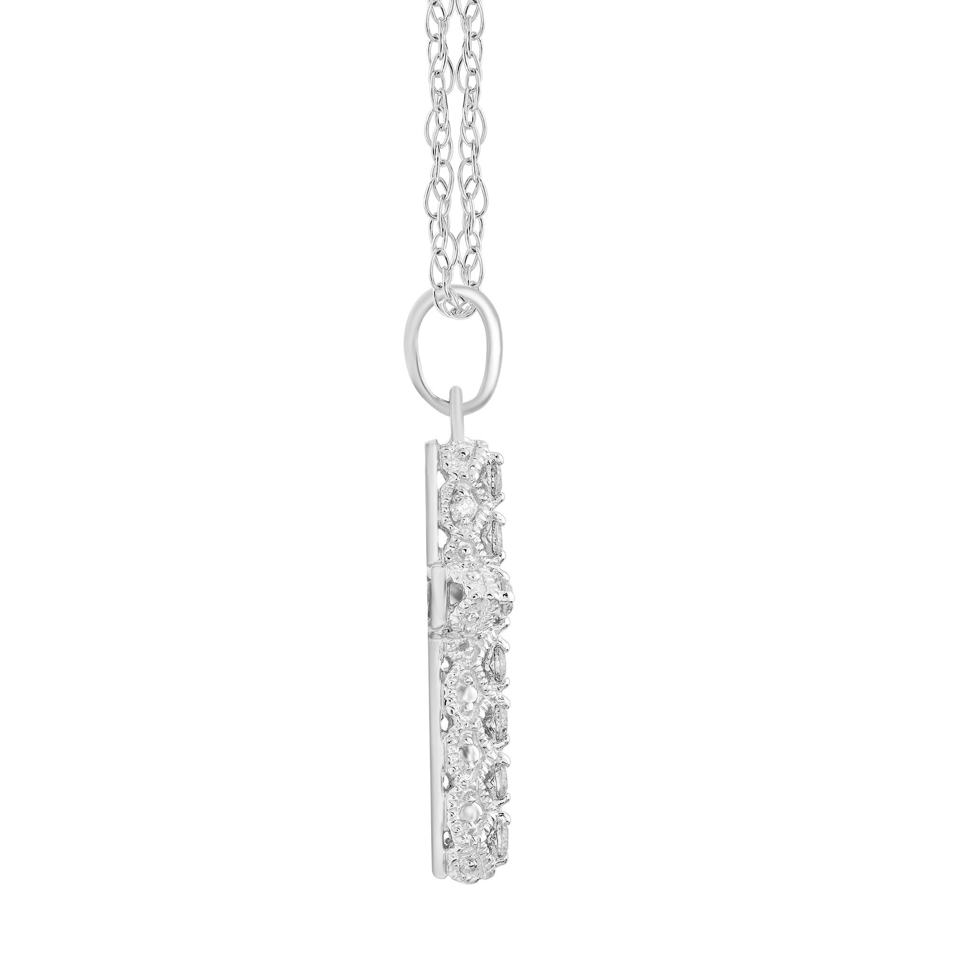 Diamond Cross Pendant in 14K White Gold (1/7 ct. tw.)